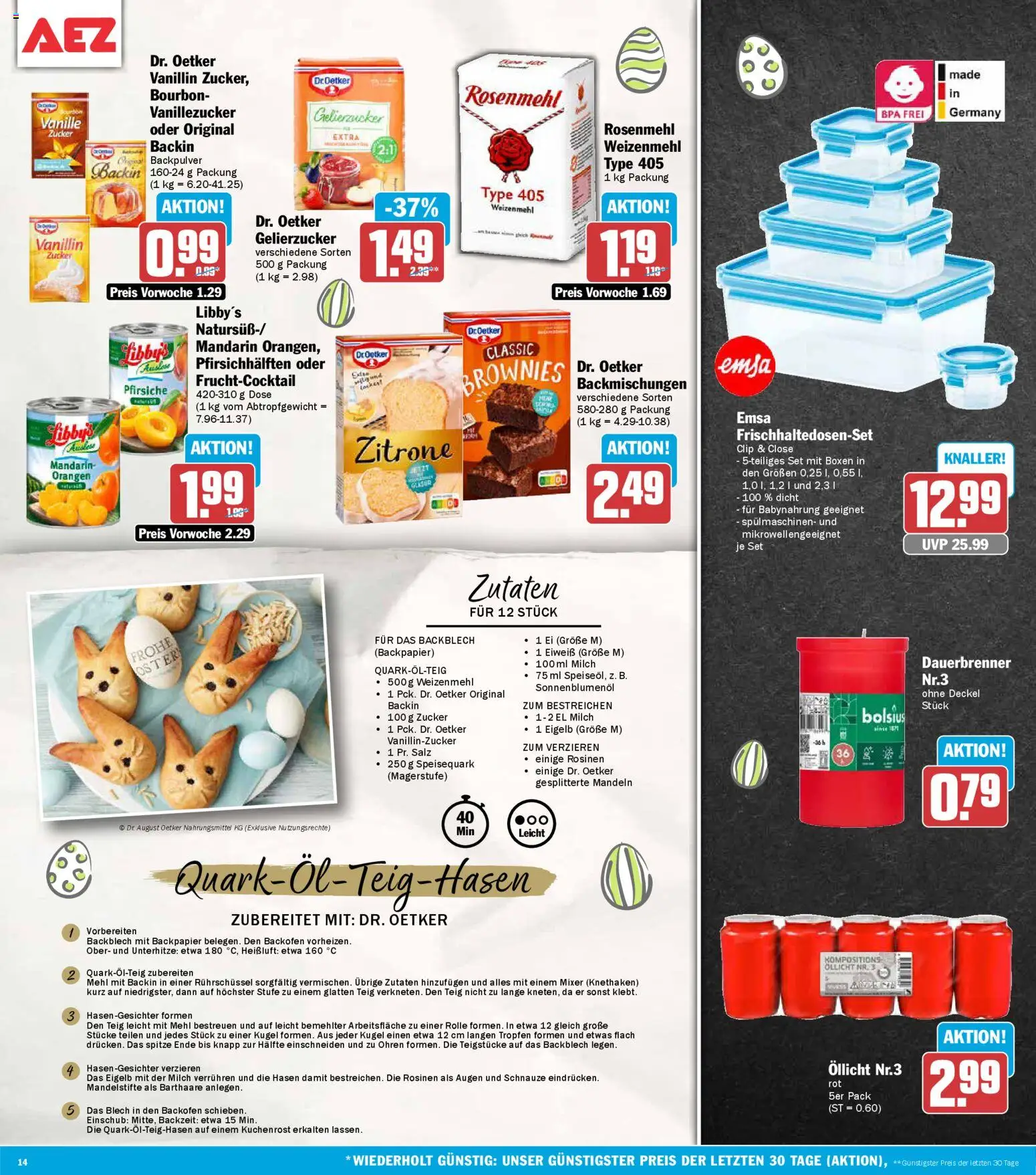 AEZ Prospekt 	 – gültig ab 23.03.2026 | Seite: 14 | Produkte: Mehl, Sonnenblumenol, Weizenmehl, Backofen