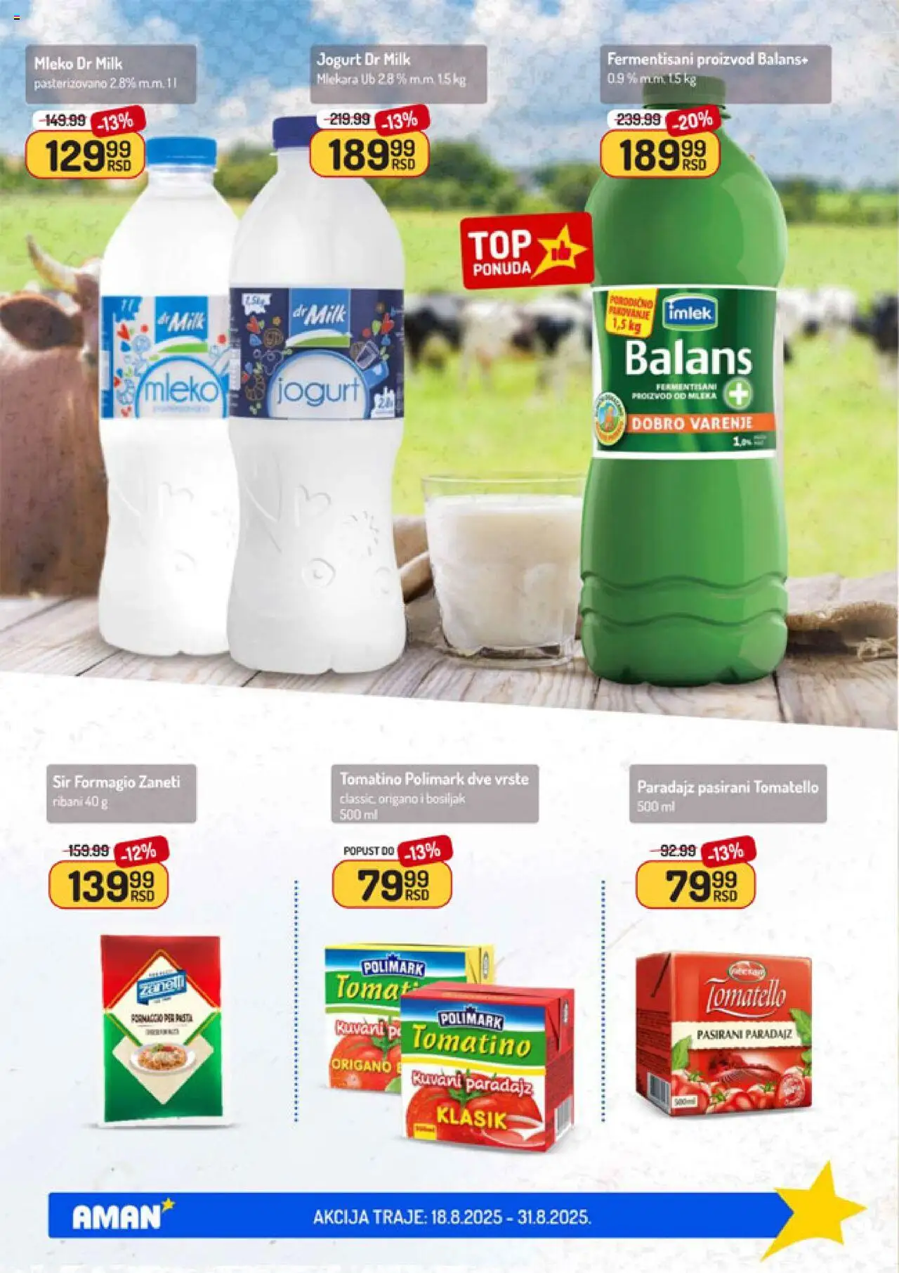 Aman katalog - važi od 18.08.2025 | Strana: 10 | Proizvode: Mleko, Sir, Jogurt, Paradajz