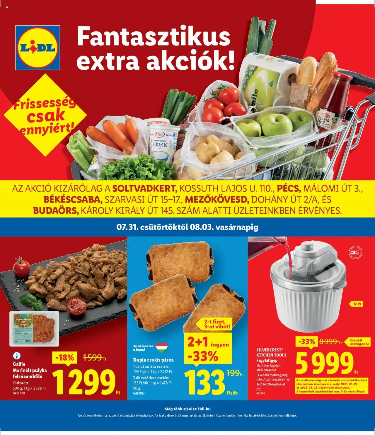 Lidl akciós ujság - amely érvényes a következő dátumtól: 31.07.2025 | Oldal: 1 | Termékek: Fagylalt, Párna