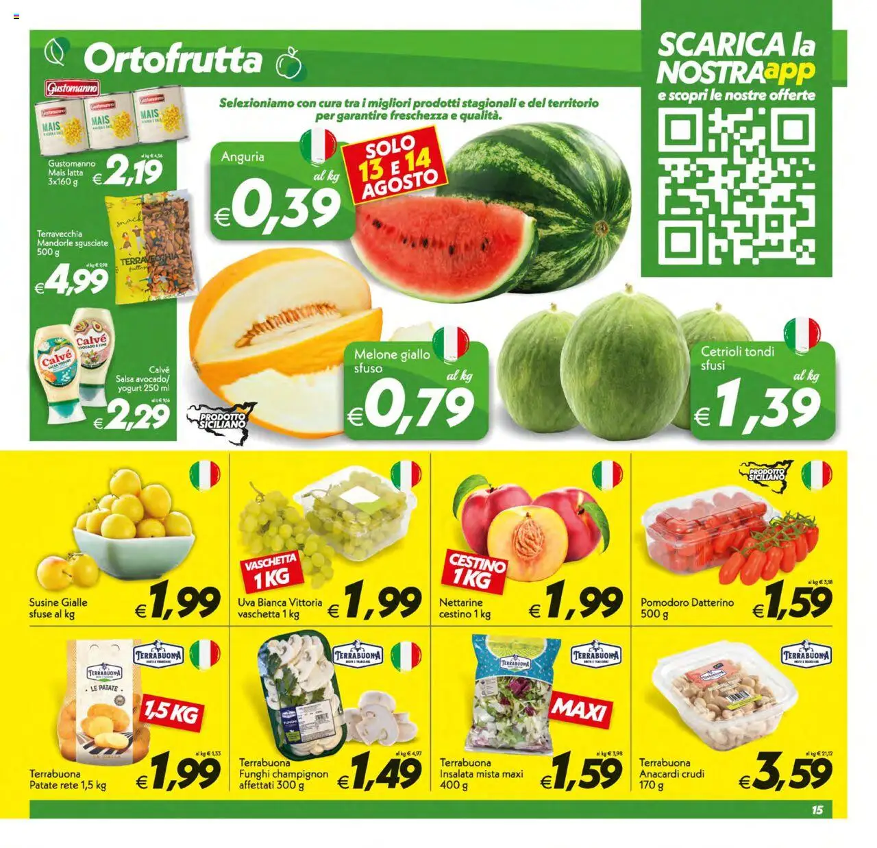 Volantino SuperConveniente del 12.08.2025 | Pagina: 15 | Prodotti: Yogurt, Cetrioli, Mandorle, Susine