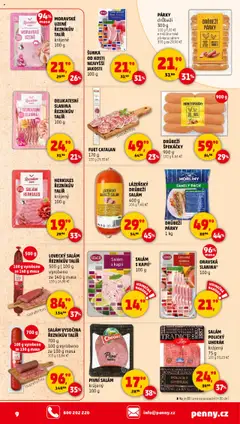 Penny Market leták - Čtvrtečník od 10.07.2025 | Strana: 9 | Produkty: Uherák, Párky, Vysočina, Fuet