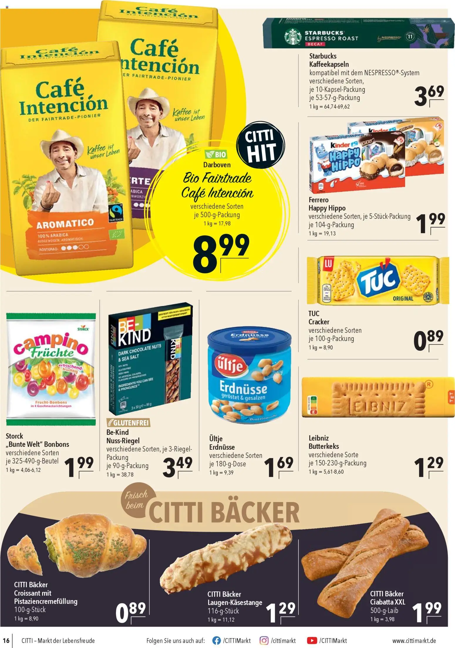 CITTI Markt Prospekt 	 – gültig ab 15.04.2026 | Seite: 16 | Produkte: Erdnüsse, Kaffee, Starbucks, Croissant