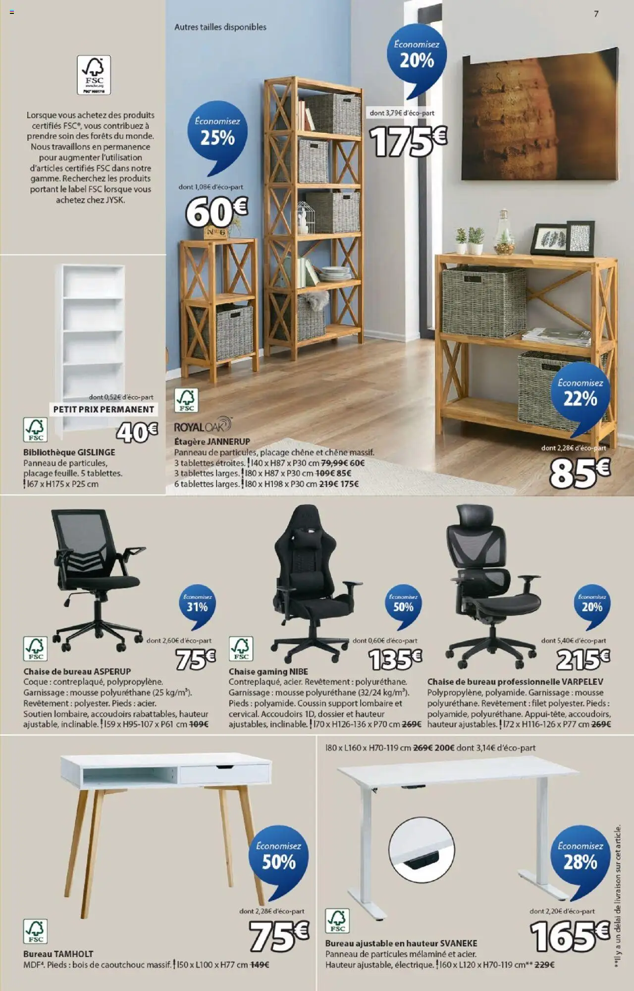  | Page: 7 | Produits: Bureau, Chaise de bureau, Étagère, Chaise