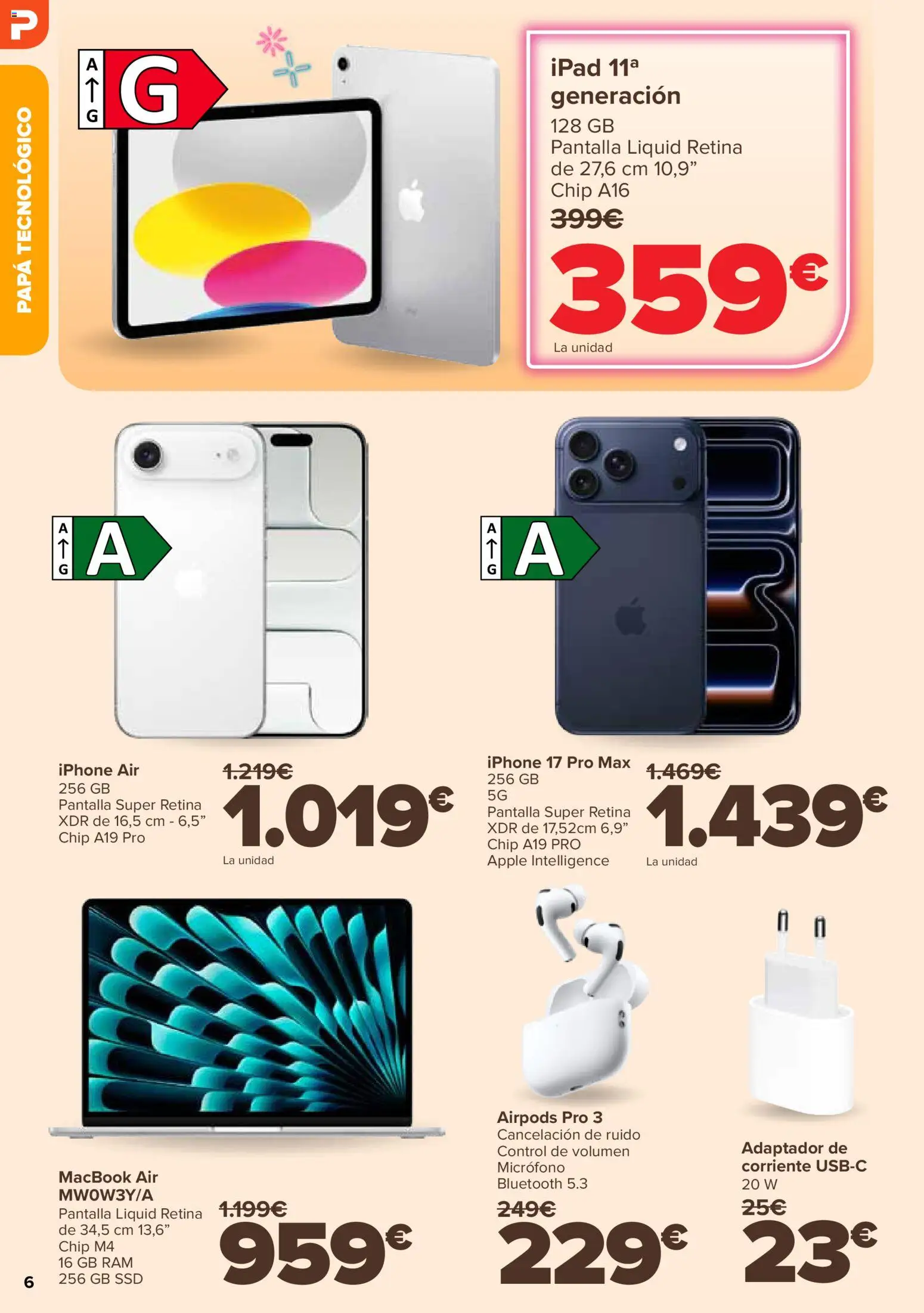 Carrefour folleto Dia del Padre │ válido desde el 04.03.2026 | Página: 6 | Productos: Ipad, Airpods, Micrófono, Adaptador