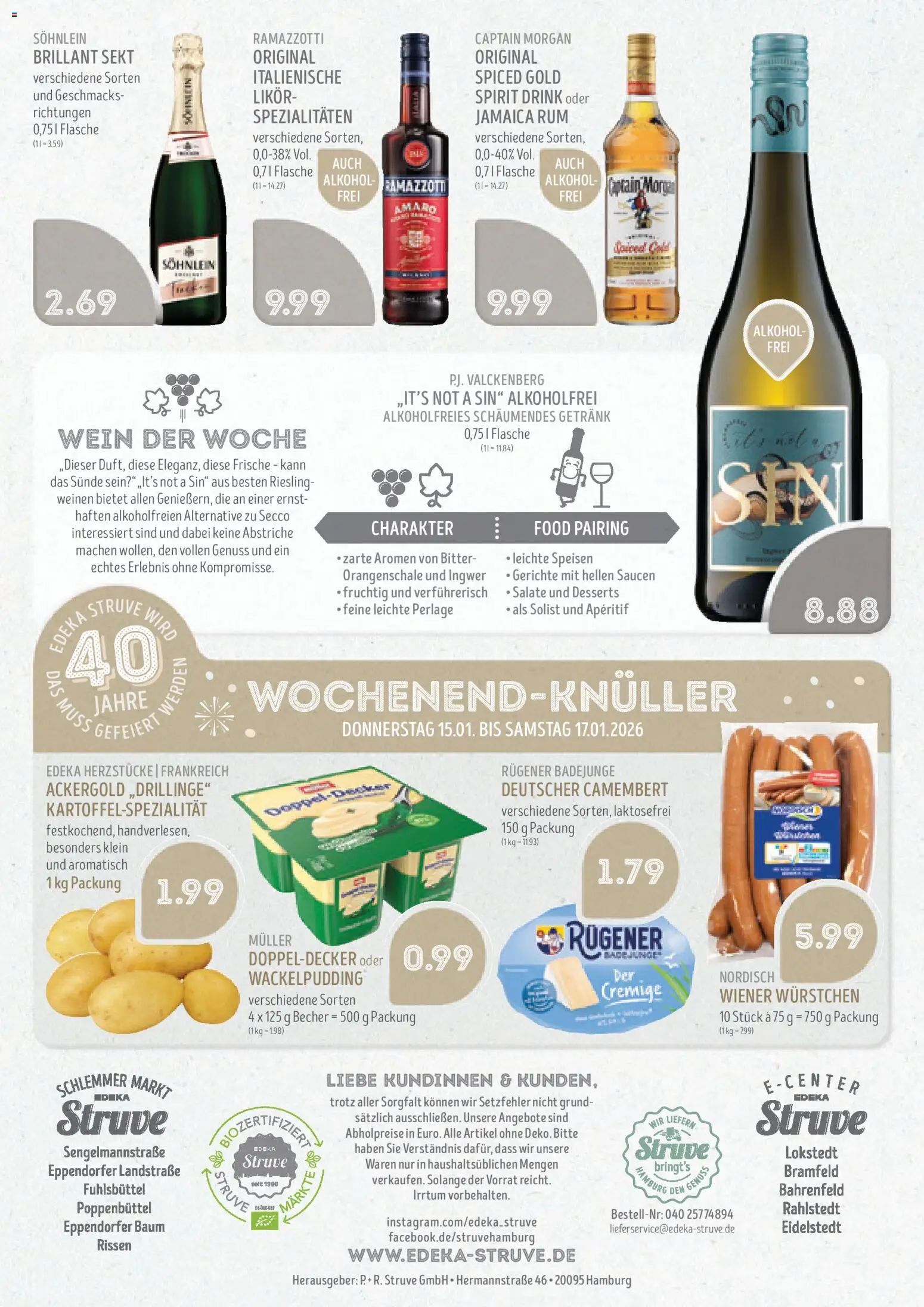Edeka Struve Prospekt 	 – gültig ab 12.01.2026 | Seite: 16 | Produkte: Wiener wurstchen, Likör, Captain morgan, Ramazzotti