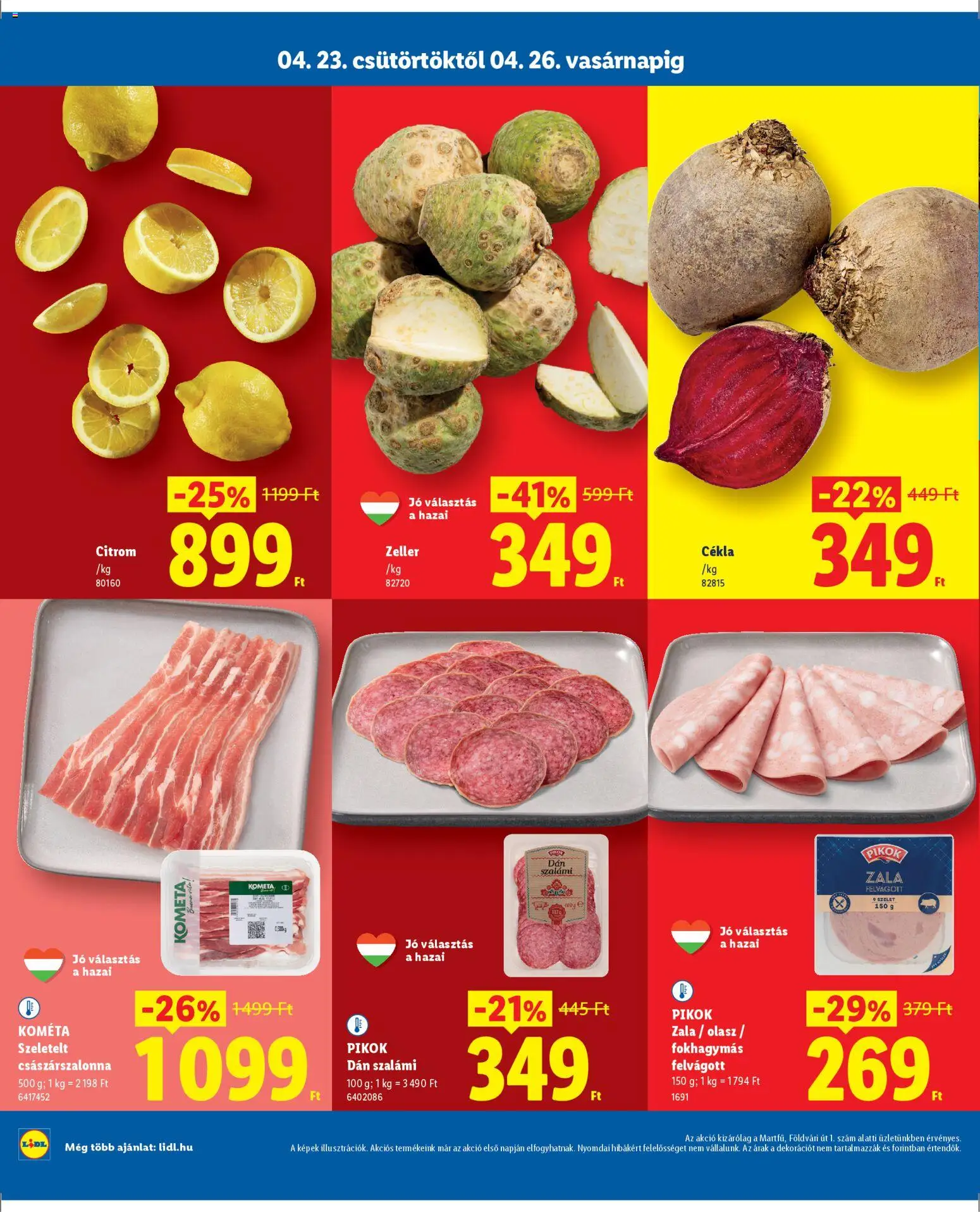 Lidl akciós ujság - amely érvényes a következő dátumtól: 23.04.2026 | Oldal: 2 | Termékek: Cékla, Zeller, Bacon, Szalámi