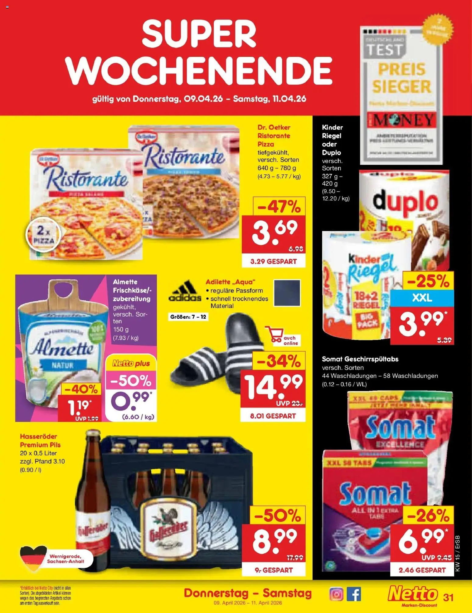Netto Marken-Discount Prospekt Nordhausen	 – gültig ab 07.04.2026 | Seite: 47 | Produkte: Almette, Pils, Kinder riegel, Pizza