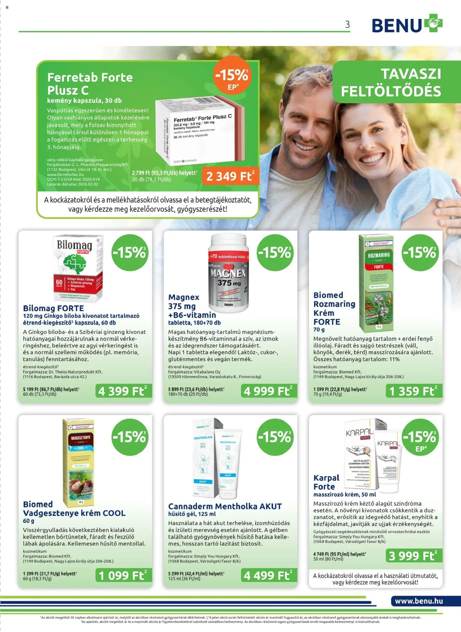 BENU Gyógyszertárak akciós ujság - amely érvényes a következő dátumtól: 04.04.2026 | Oldal: 3 | Termékek: Ginkgo biloba, Gluténmentes, Vegán, Cukor