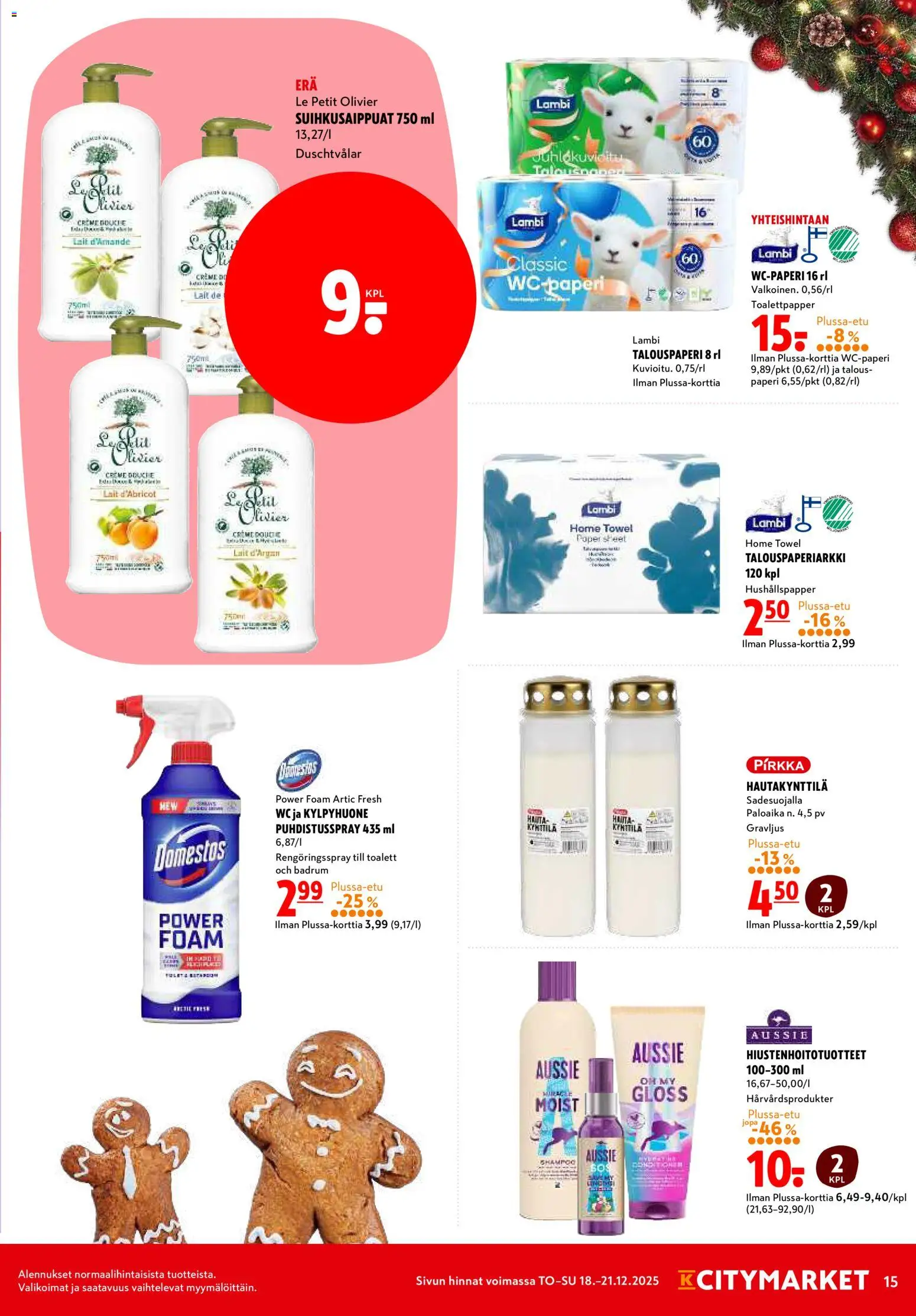 K-Citymarket tarjoukset – voimassa 18.12.2025 alkaen | Sivu: 15 | Tuotteet: Shampoo, WC, Paperi