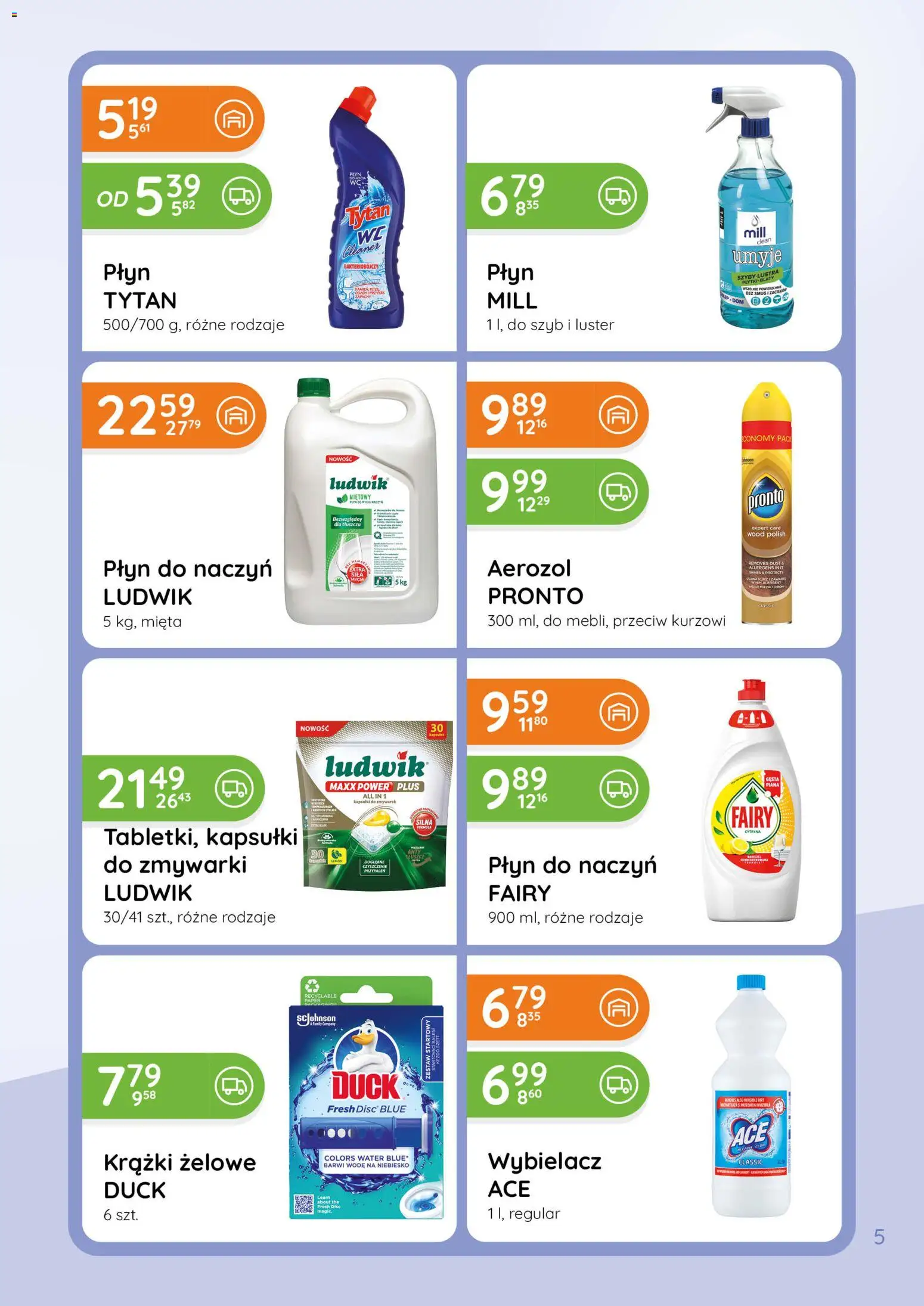 Eurocash Gazetka - Katalog Chemiczny od 01.01.2026 | Strona: 5 | Produkty: Cleaner, Mięta, Kapsułki fairy, Fairy
