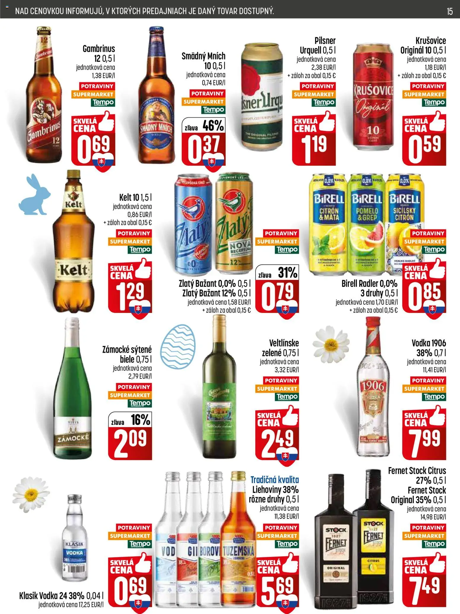 Nové COOP Jednota akcie – leták je platný od 05.03.2026 | Strana: 15 | Produkty: Radler, Krušovice, Fernet, Fernet Stock