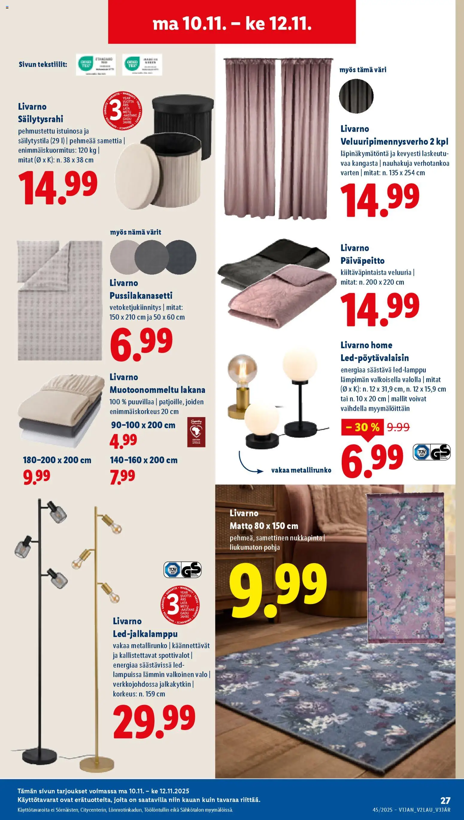 Lidl - Black Friday – voimassa 06.11.2025 alkaen | Sivu: 33 | Tuotteet: Pussilakanasetti, Matto, Lakana