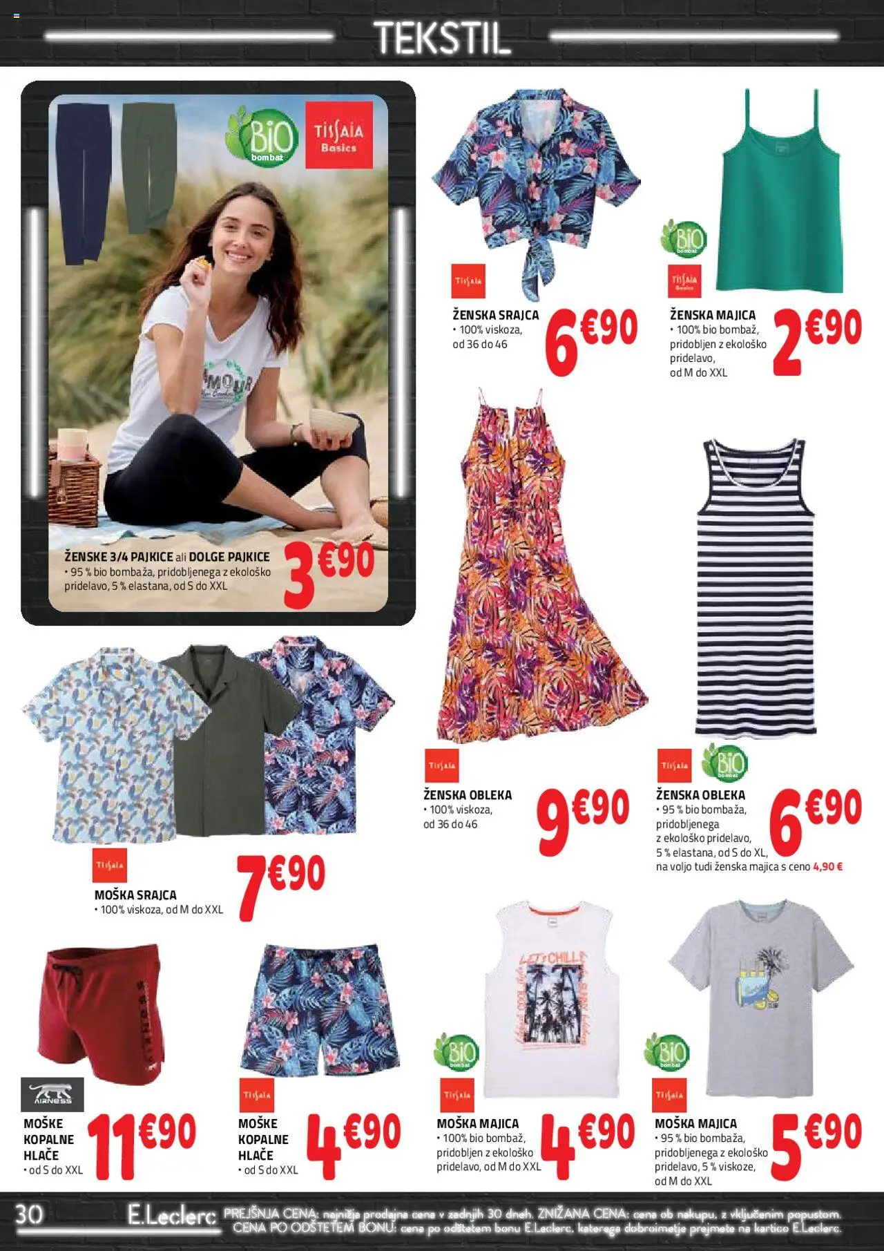 E.leclerc katalog │ velja od 30.07.2025 | Stran: 30 | Izdelki: Srajca, Majica, Hlace, Obleka