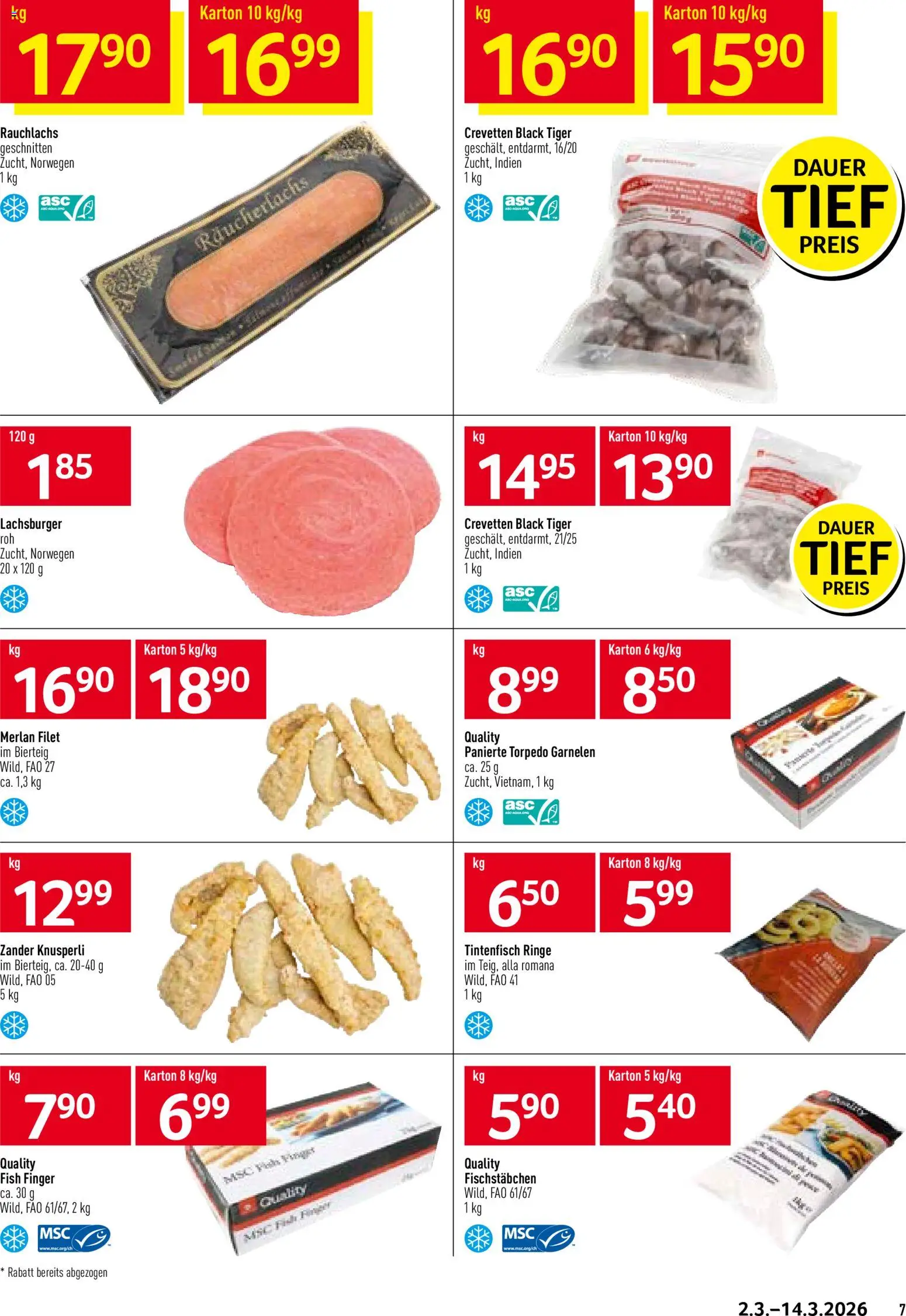 Prodega Aktionen Take Away – gültig ab 02.03.2026 | Seite: 7 | Produkte: Garnelen, Tintenfisch, Räucherlachs