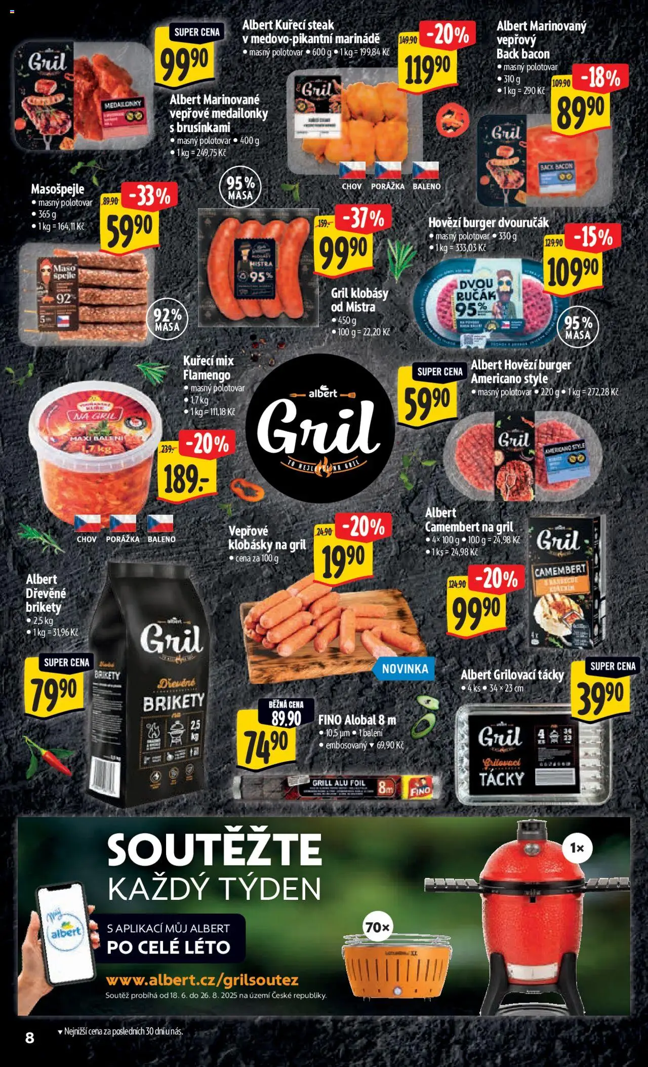 Albert leták - Hypermarket od 25.06.2025 | Strana: 15 | Produkty: Burger, Dřevěné brikety, Klobásky, Camembert