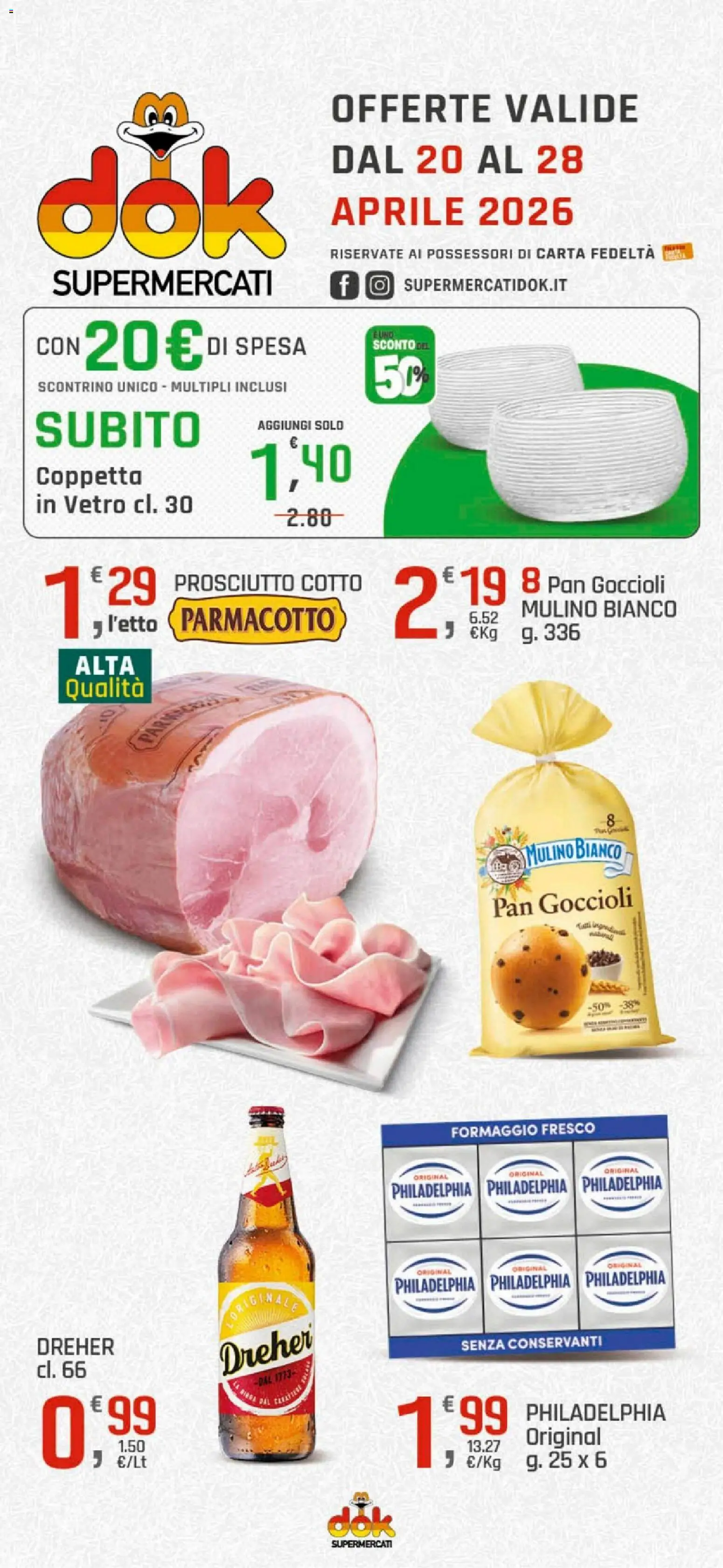 Volantino DOK del 20.04.2026 | Pagina: 1 | Prodotti: Prosciutto Cotto, Formaggio, Prosciutto
