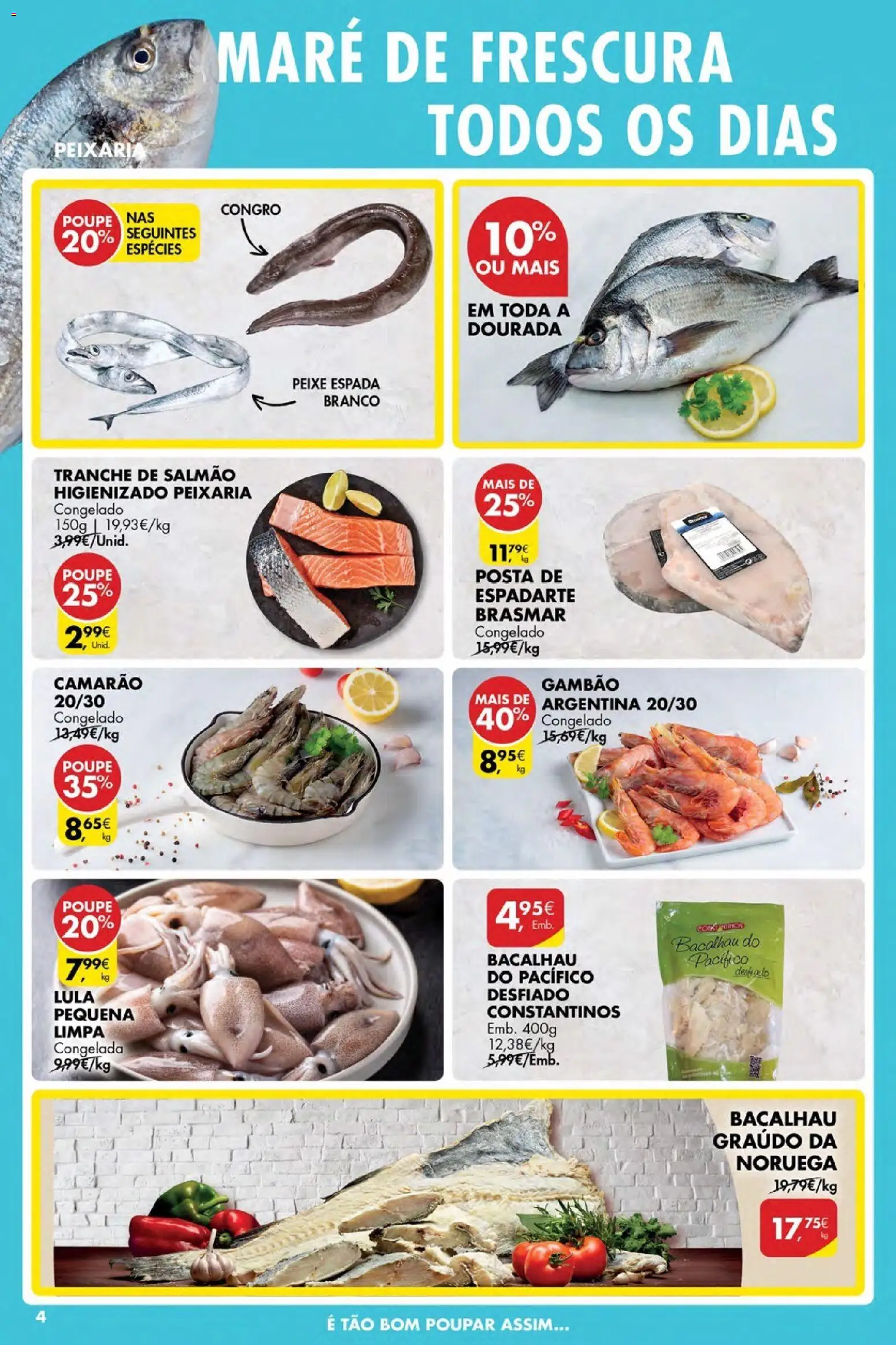 Pingo Doce Poupe Esta Semana Açores │ válido de 15.01.2026 | Página: 4 | Produtos: Dourada, Bacalhau, Camarão, Salmão