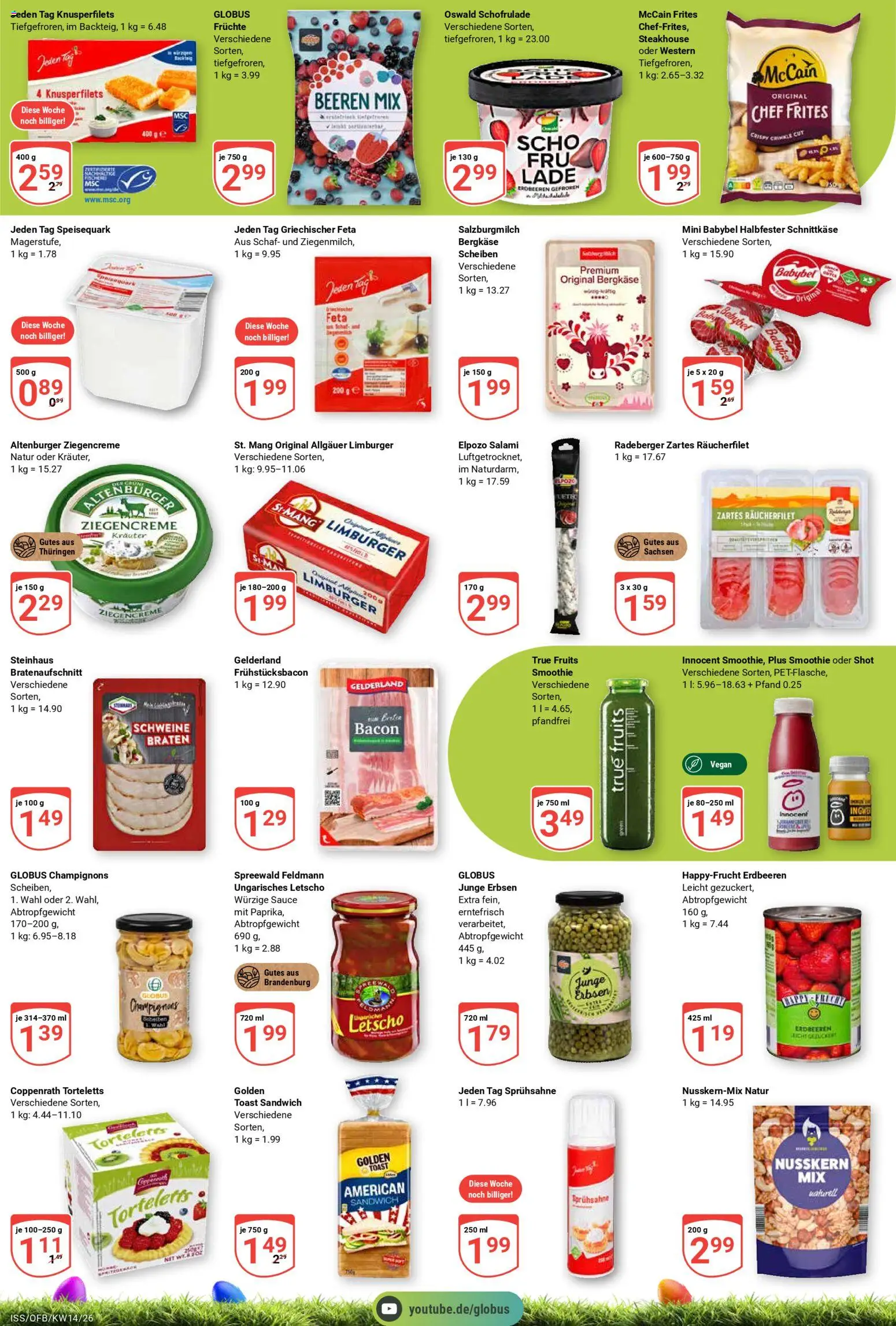 Globus Prospekt 	 – gültig ab 30.03.2026 | Seite: 10 | Produkte: Feta, Champignons, Erdbeeren, Erbsen