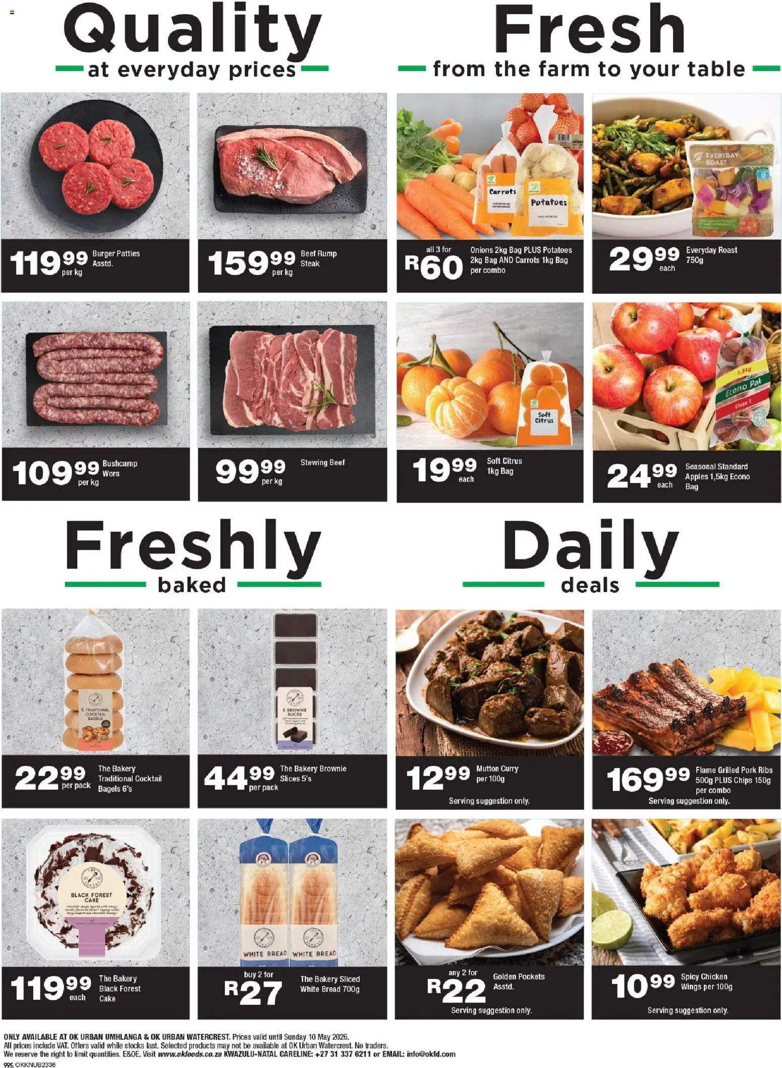 New OK Foods catalogue – valid from 27.04.2026 | Page: 2 | Products: Bakery, Apples, Beef, Chips