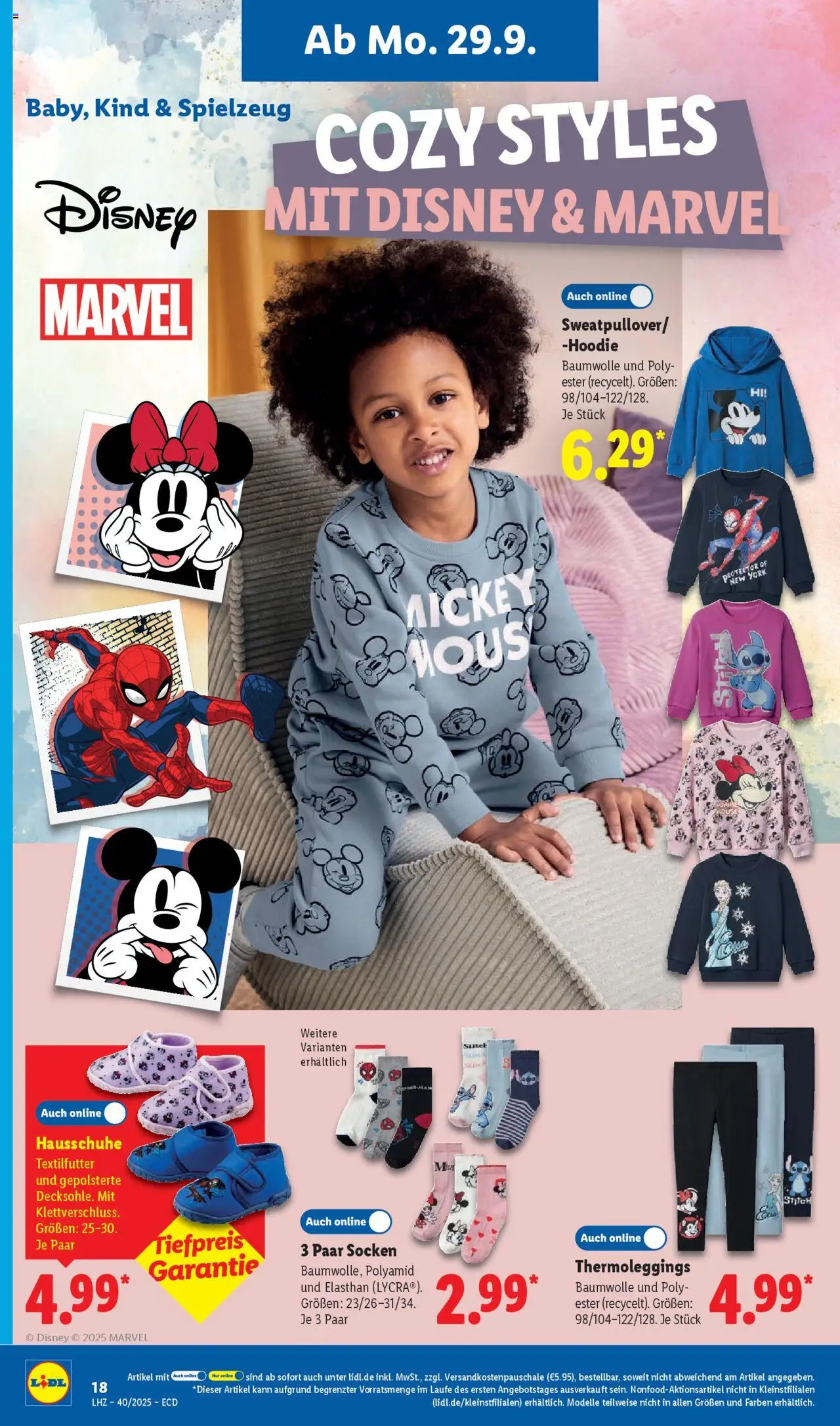 Lidl Prospekt 	 – gültig ab 29.09.2025 | Seite: 28 | Produkte: Hoodie, Socken, Hausschuhe