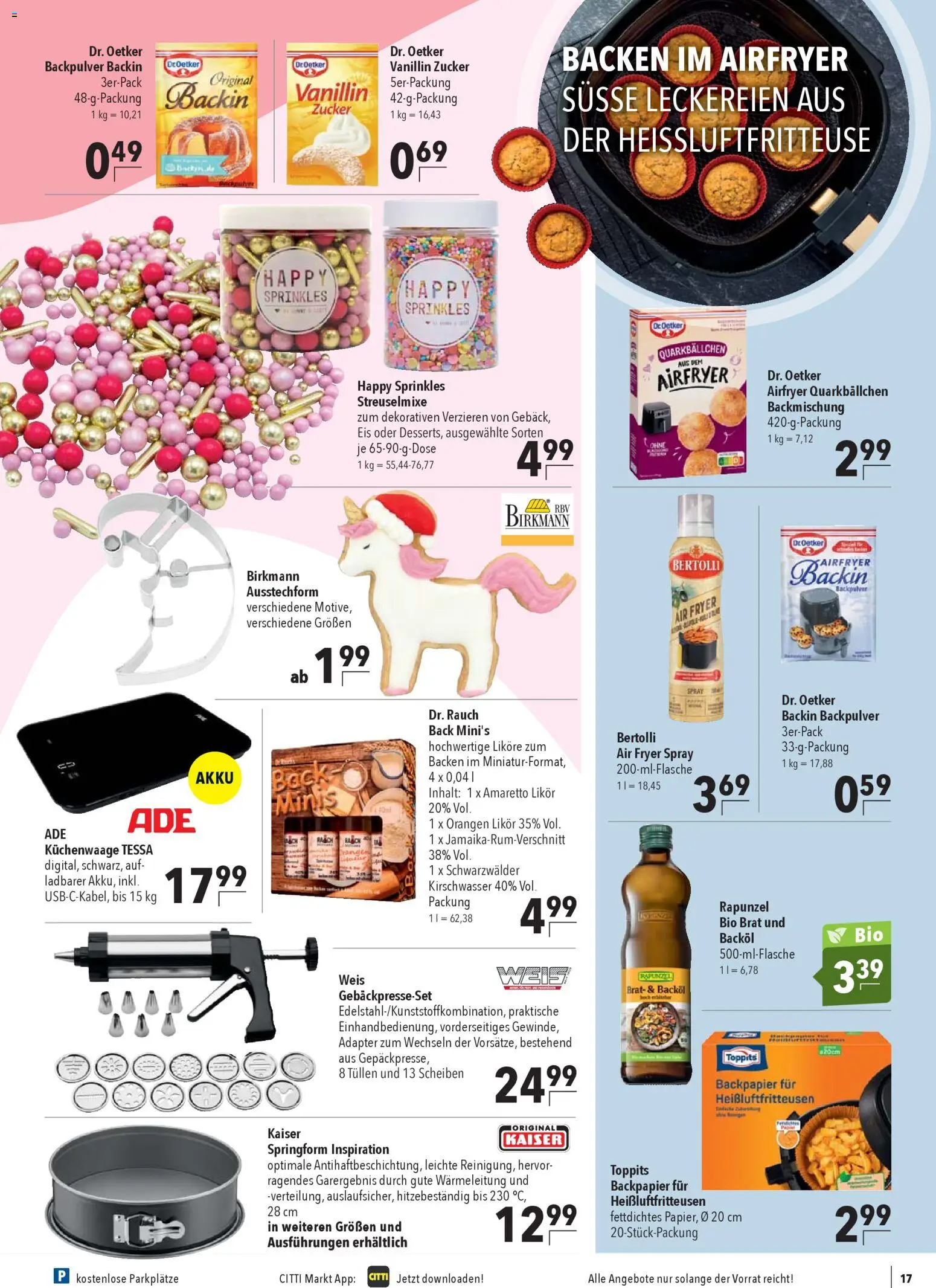 CITTI Markt Prospekt 	 – gültig ab 29.10.2025 | Seite: 17 | Produkte: Likör, Zucker, Heißluftfritteuse, Eis