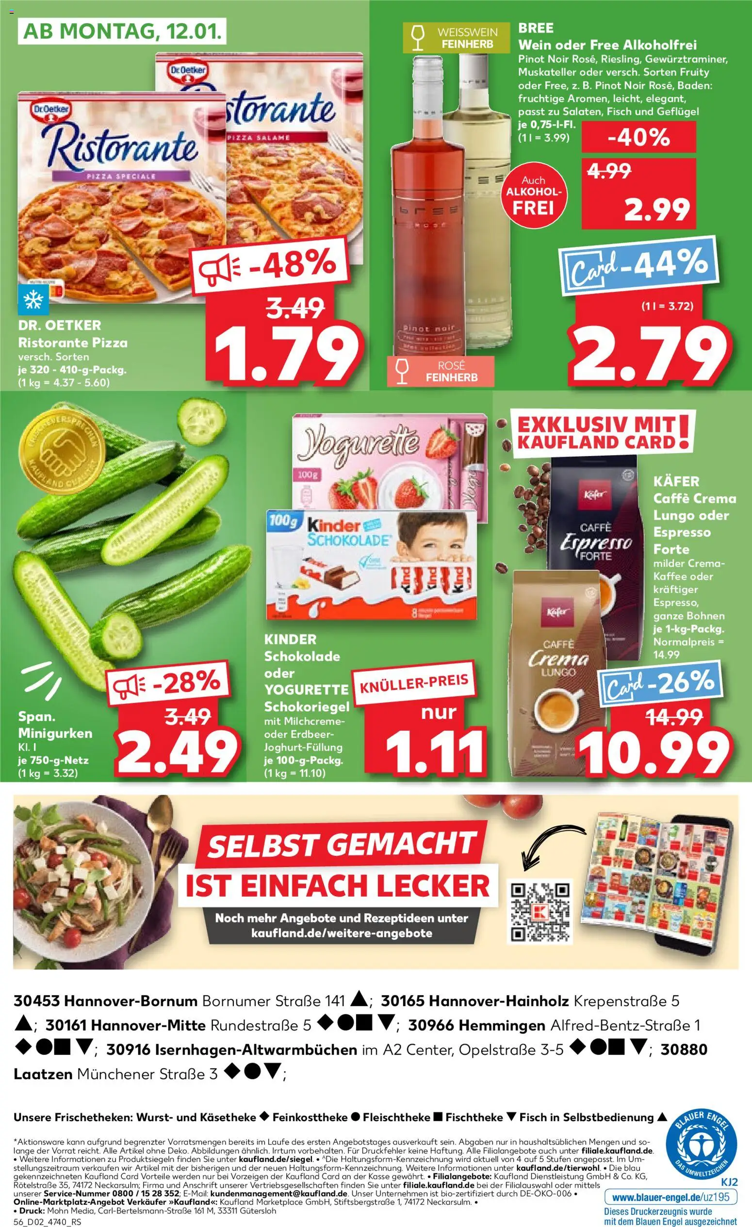 Kaufland prospekt Hannover	 – gültig ab 08.01.2026 | Seite: 56 | Produkte: Ristorante, Kinder schokolade, Kaffee, Schokolade