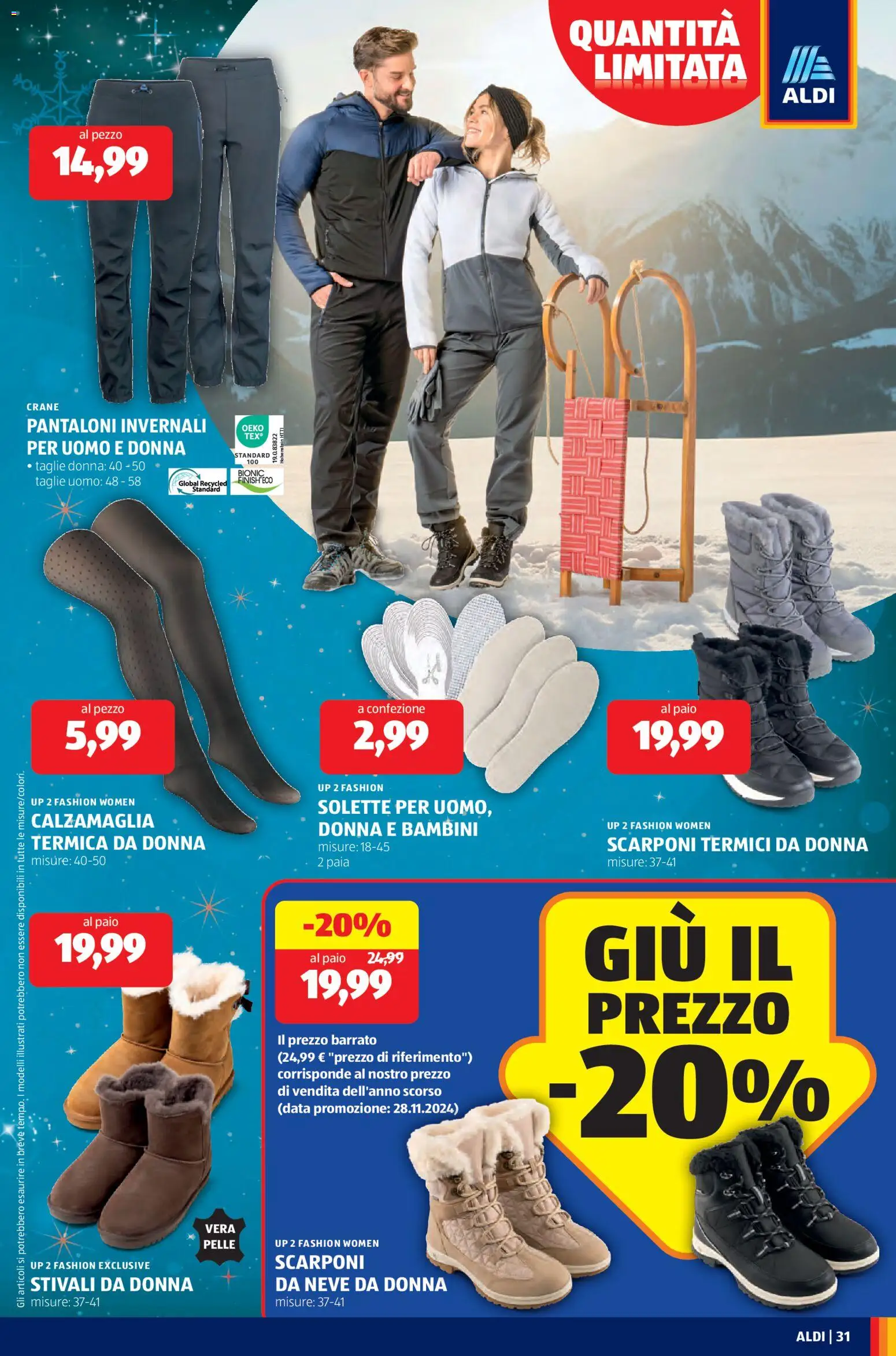 Volantino Aldi del 15.12.2025 | Pagina: 31 | Prodotti: Pantaloni, Stivali, Data, Scarponi
