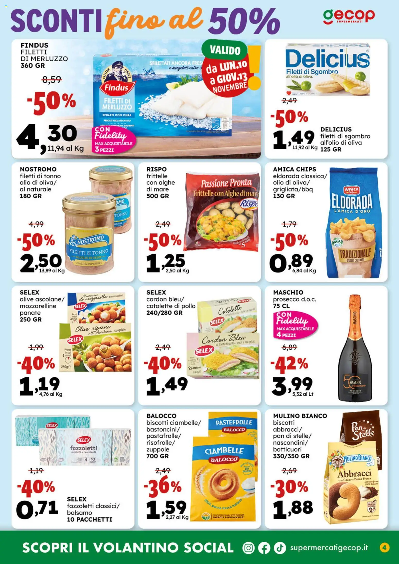 Volantino GECOP del 03.11.2025 | Pagina: 4 | Prodotti: Balsamo, Mozzarella, Olive, Sgombro