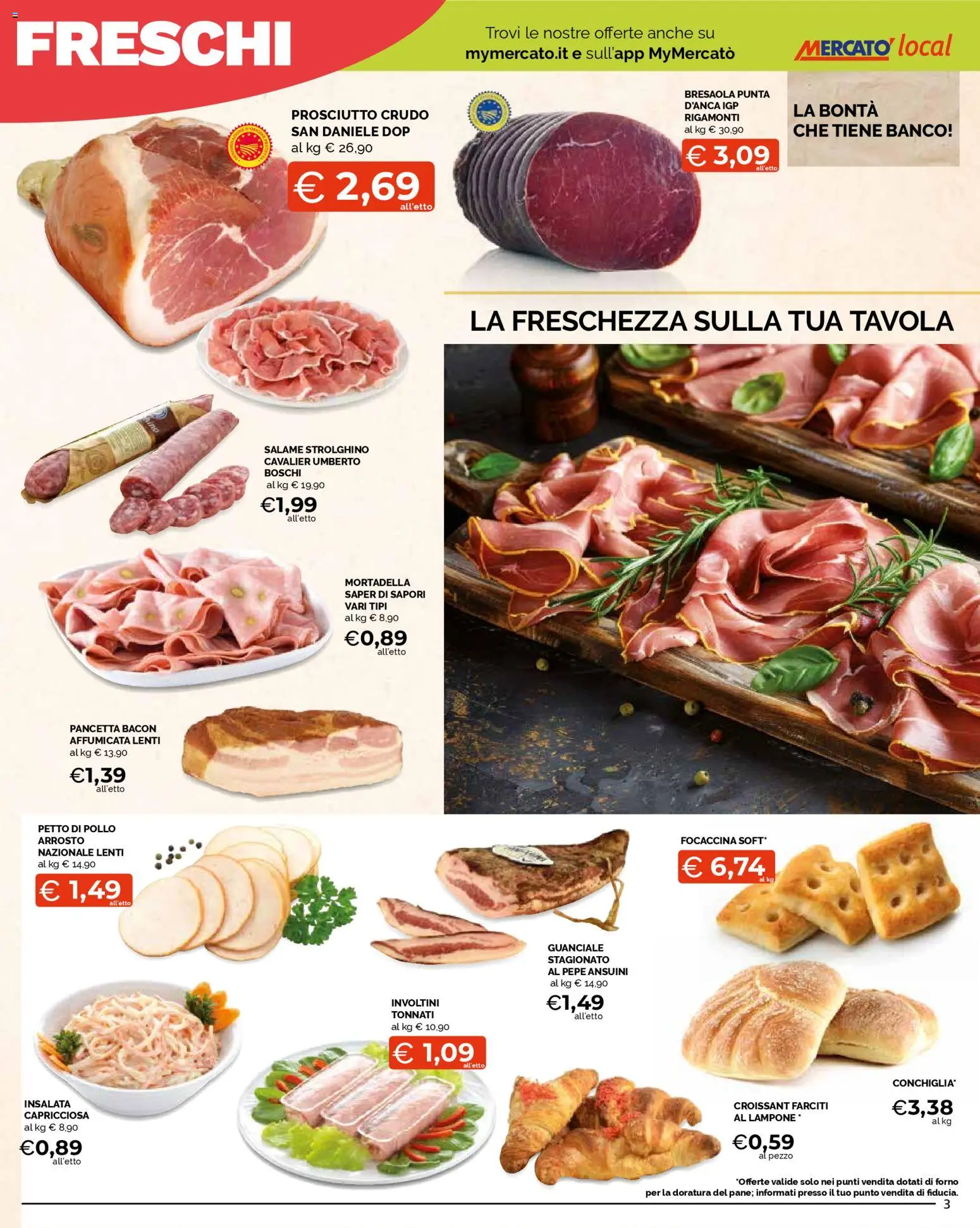 Volantino Mercatò del 02.01.2026 | Pagina: 3 | Prodotti: Bresaola, Pancetta, Prosciutto, Forno