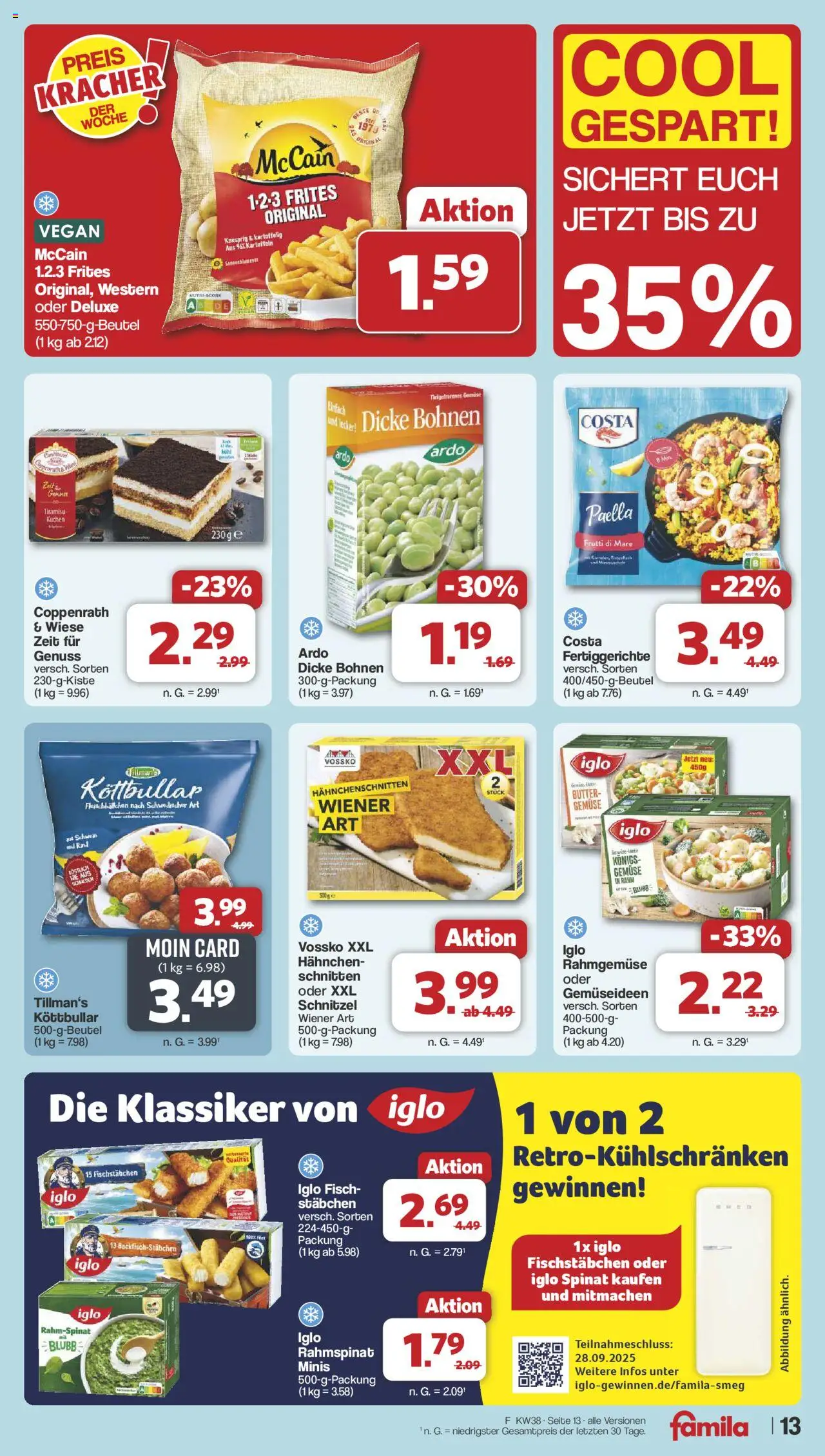 Famila Nordwest Prospekt 	 – gültig ab 15.09.2025 | Seite: 14 | Produkte: Iglo, Fisch, Fertiggerichte, Kuchen