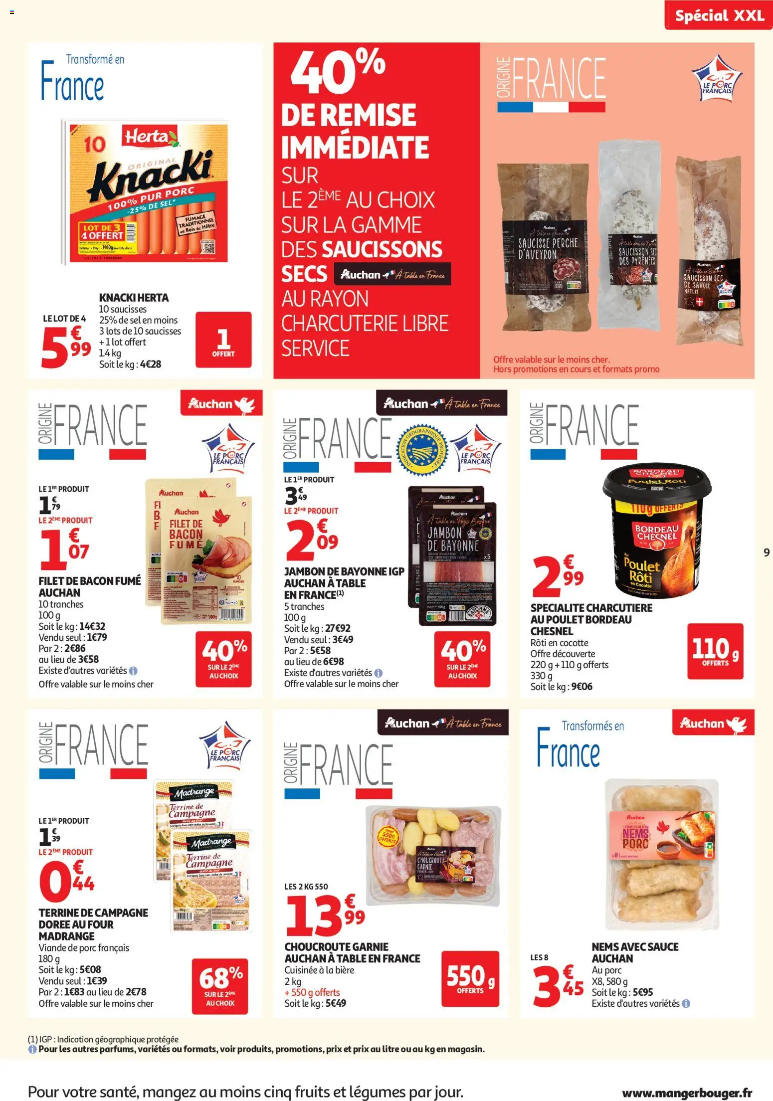 {H1} | Page: 9 | Produits: Sel, Saucisse, Viande, Porc