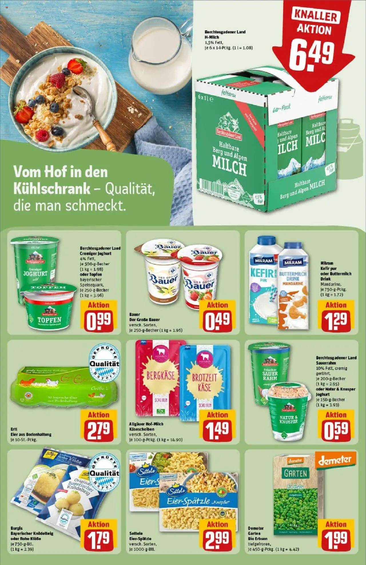 Rewe prospekt Traunreut	 - gültig ab dem 24.08.2025 | Seite: 19 | Produkte: Käse, Kühlschrank, Sauerrahm, Erbsen