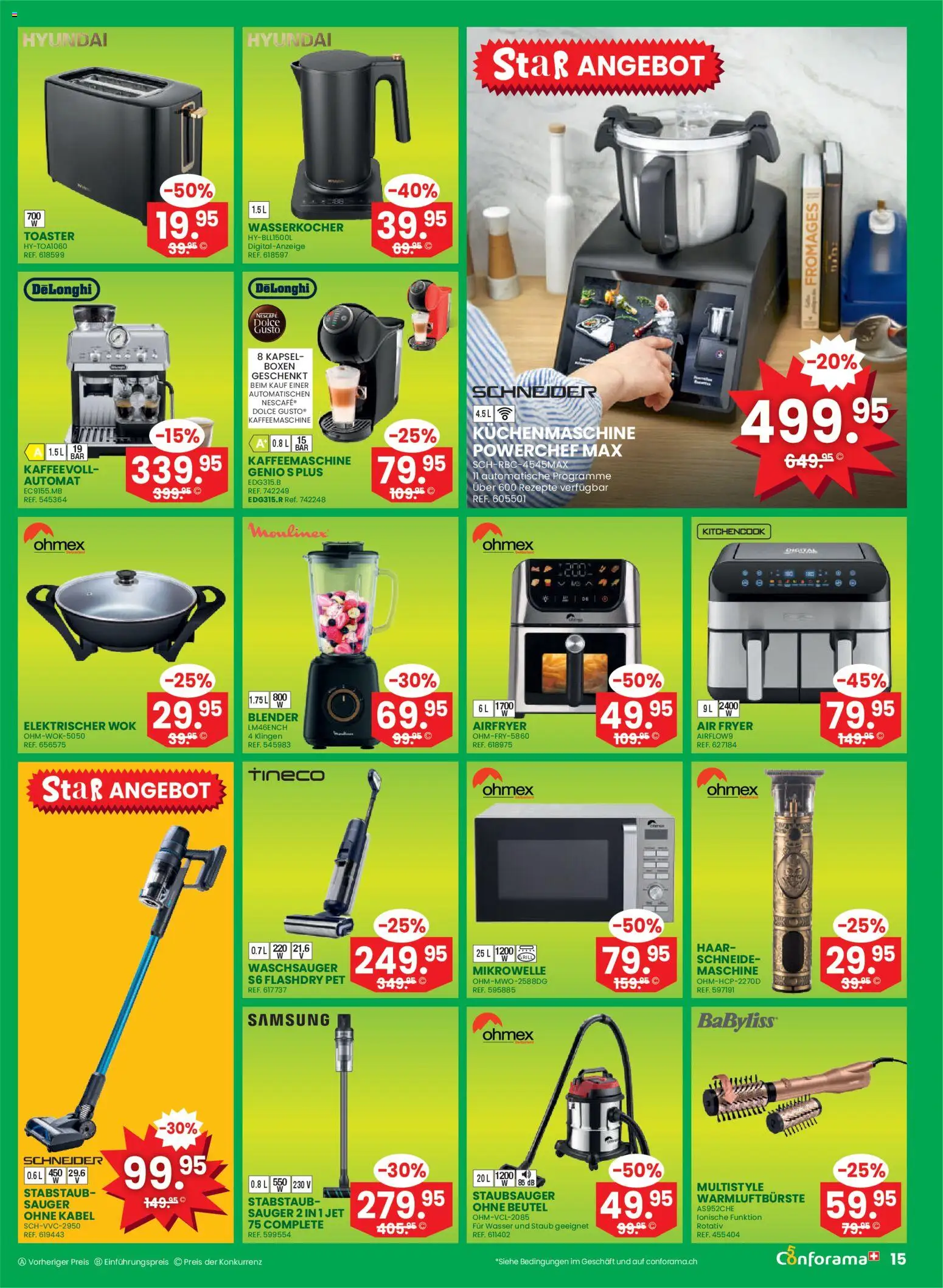 Conforama aktionen Primavera – gültig ab 01.04.2026 | Seite: 15 | Produkte: Toaster, Wasser, Wasserkocher, Kabel