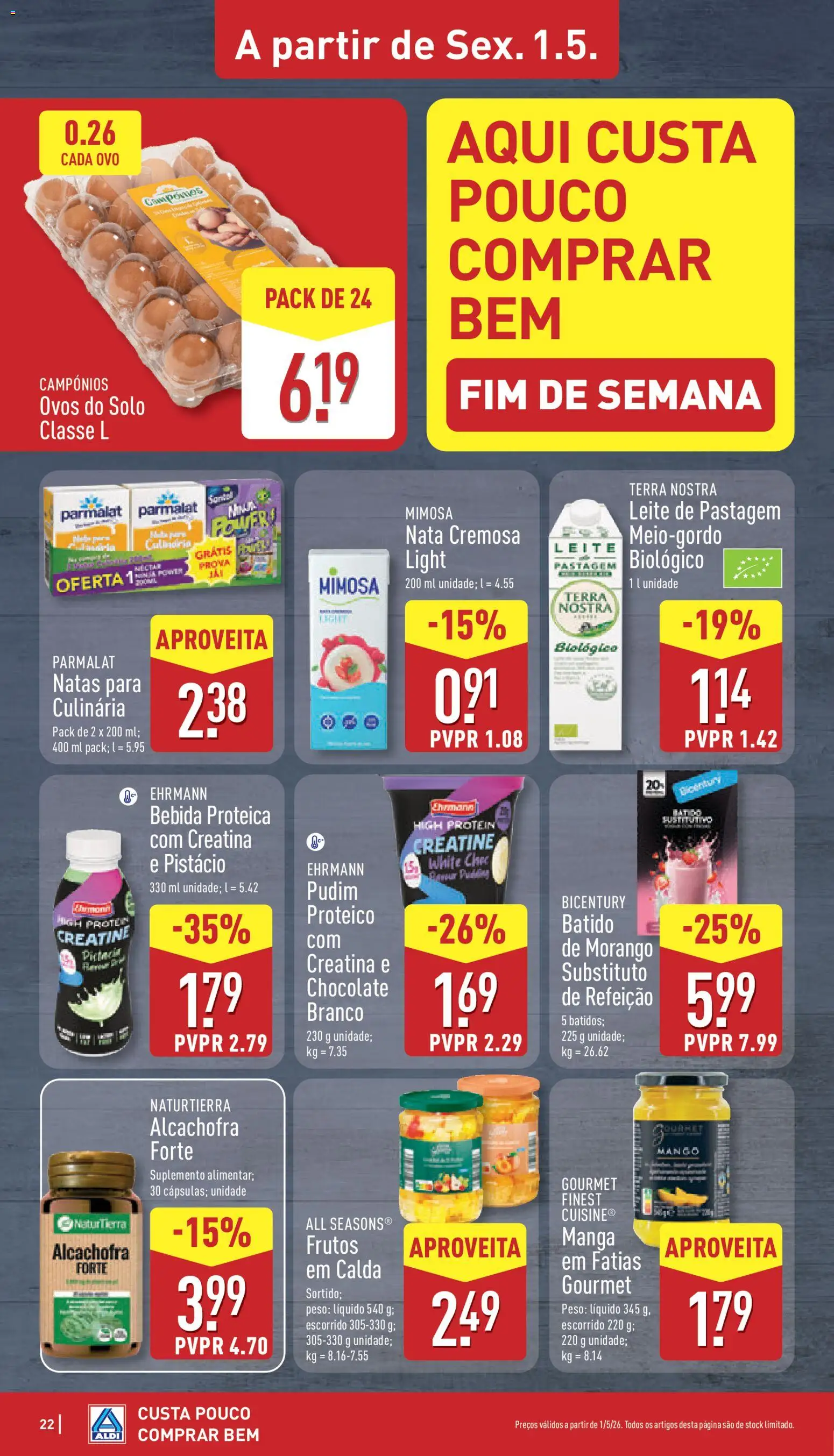 Aldi folheto │ válido de 27.04.2026 | Página: 22 | Produtos: Creatina, Chocolate, Nata, Natas
