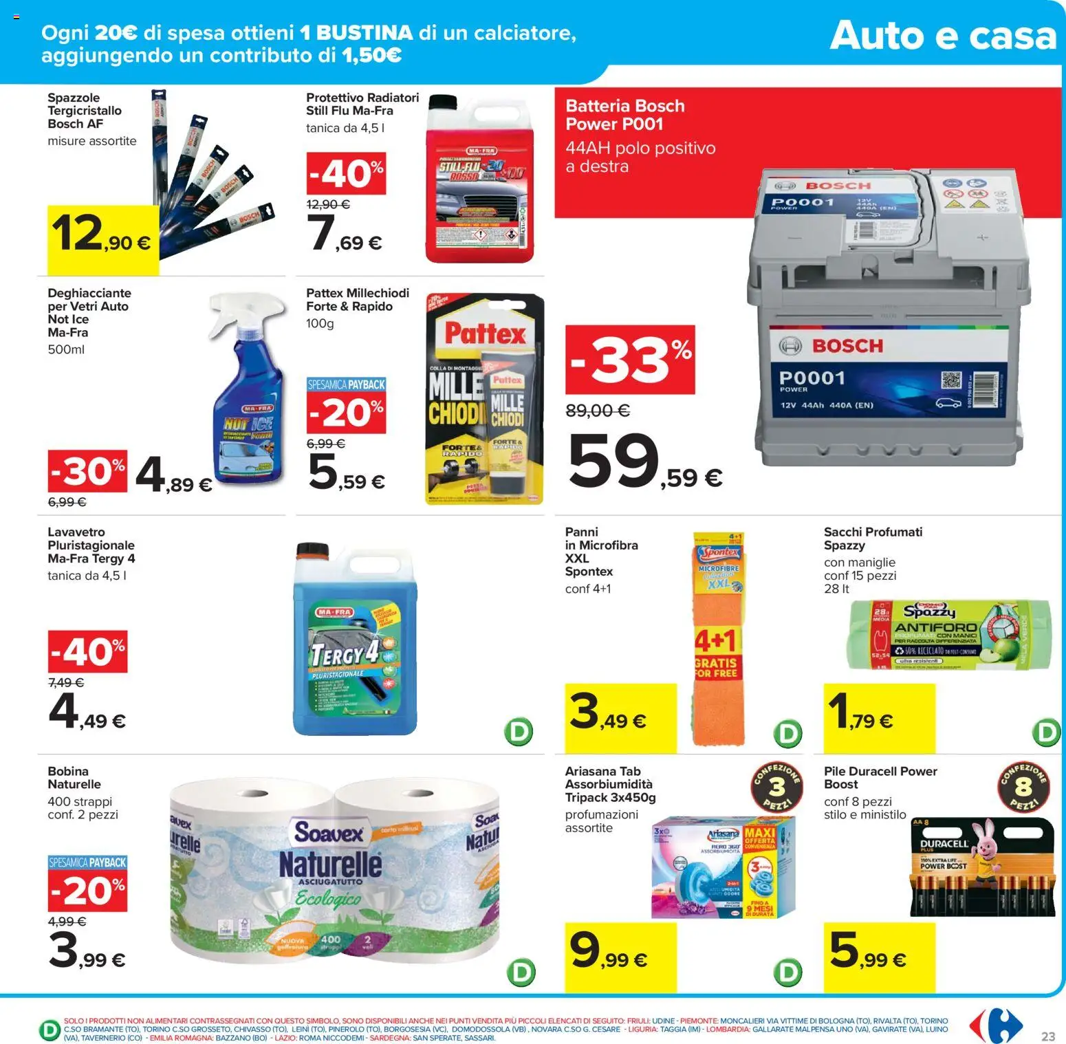 Volantino Carrefour del 02.12.2025 | Pagina: 23 | Prodotti: Pile, Tanica, Chiodi, Asciugatutto