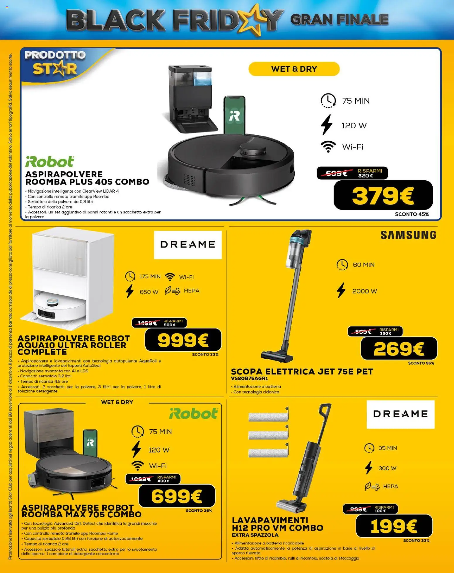 Volantino Euronics del 26.11.2025 | Pagina: 24 | Prodotti: Scopa elettrica, Detergente, Scopa, Aspirapolvere