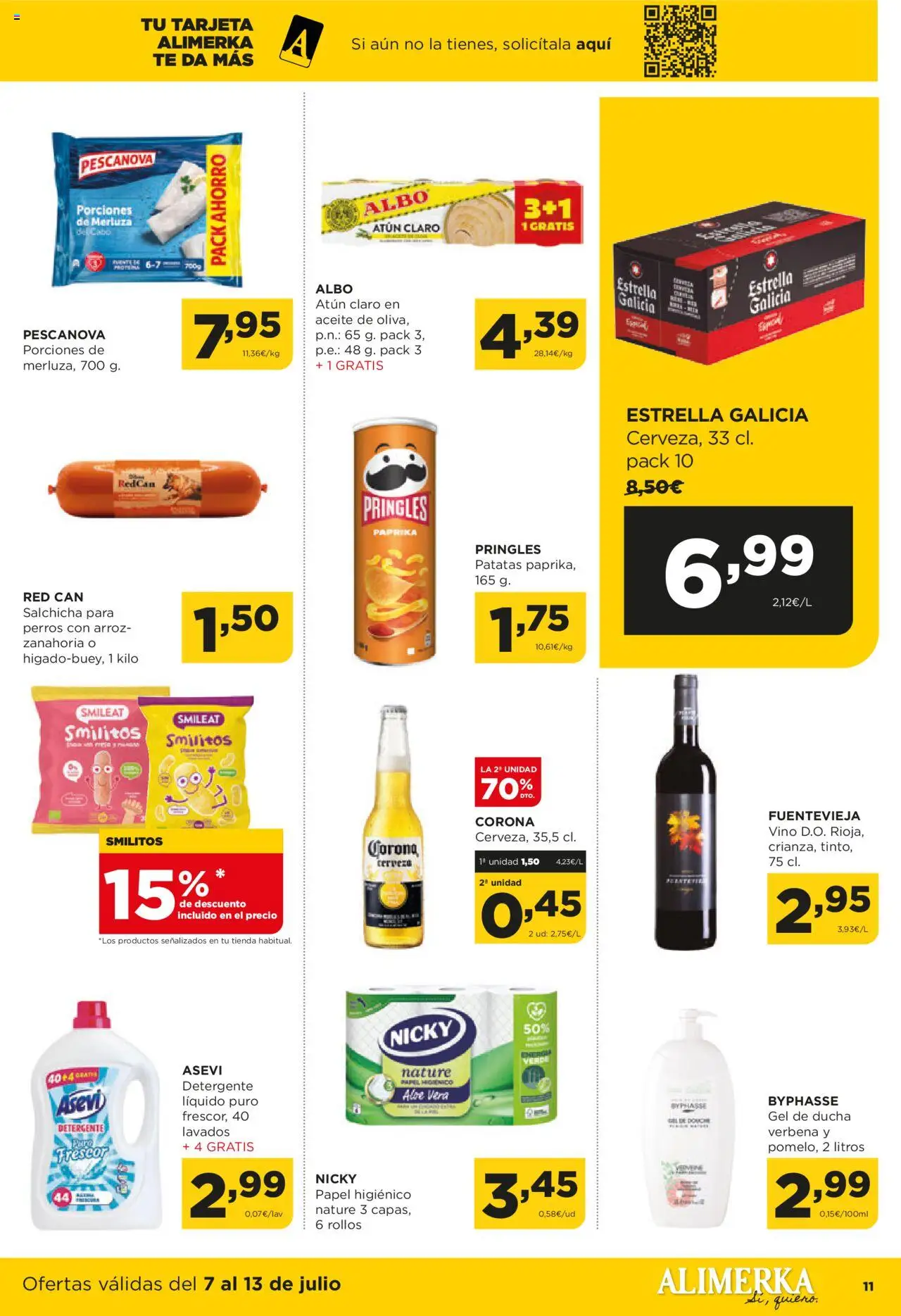 Alimerka folleto Asturias │ válido desde el 07.07.2025 | Página: 11 | Productos: Detergente, Aceite, Vino, Cerveza