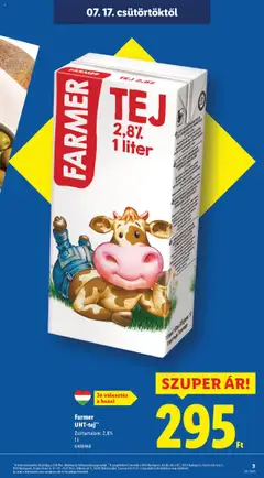 Lidl akciós ujság - amely érvényes a következő dátumtól: 17.07.2025 | Oldal: 3 | Termékek: Farmer, Tej