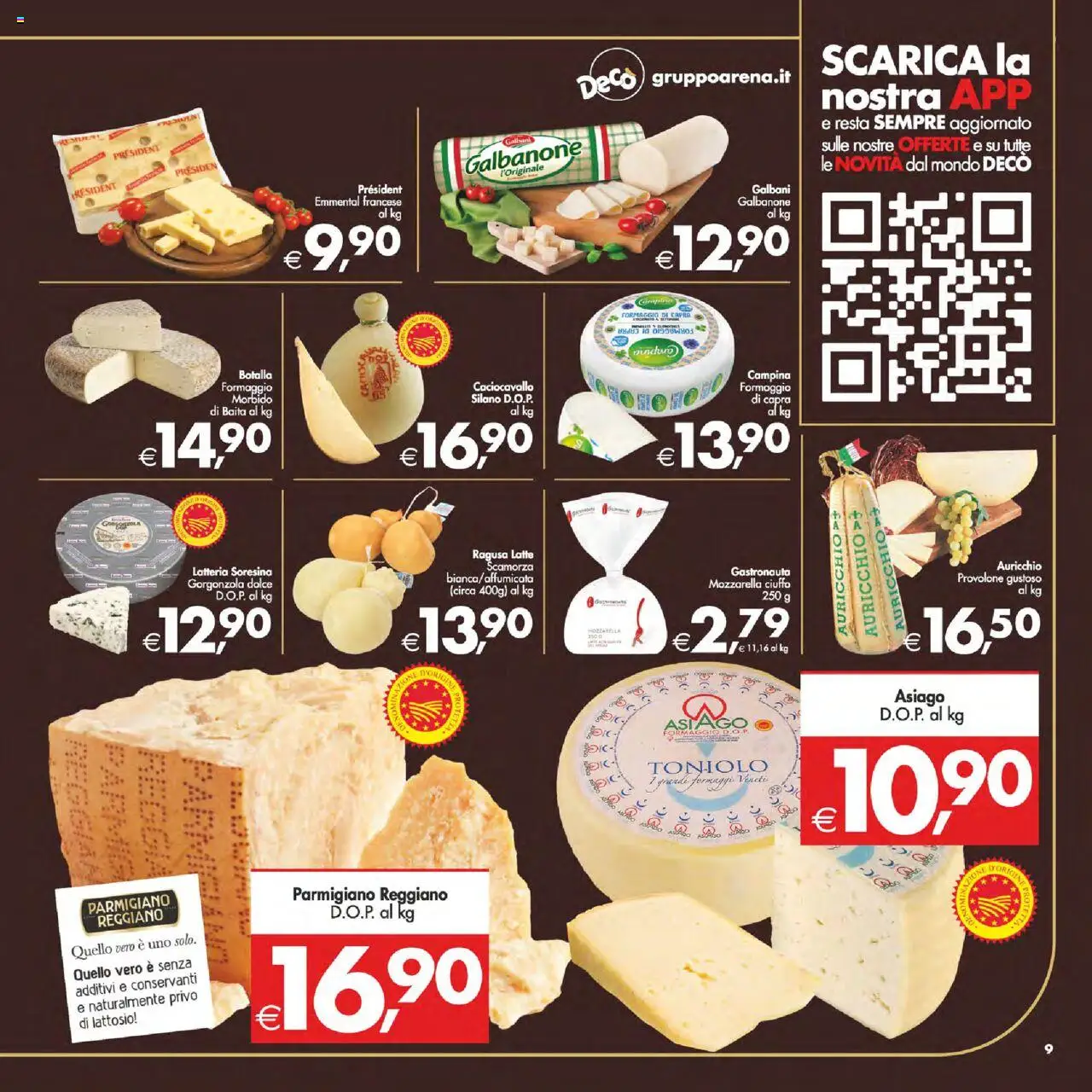 Volantino Decò del 22.08.2025 | Pagina: 9 | Prodotti: Provolone, Mozzarella, Gorgonzola, Emmental