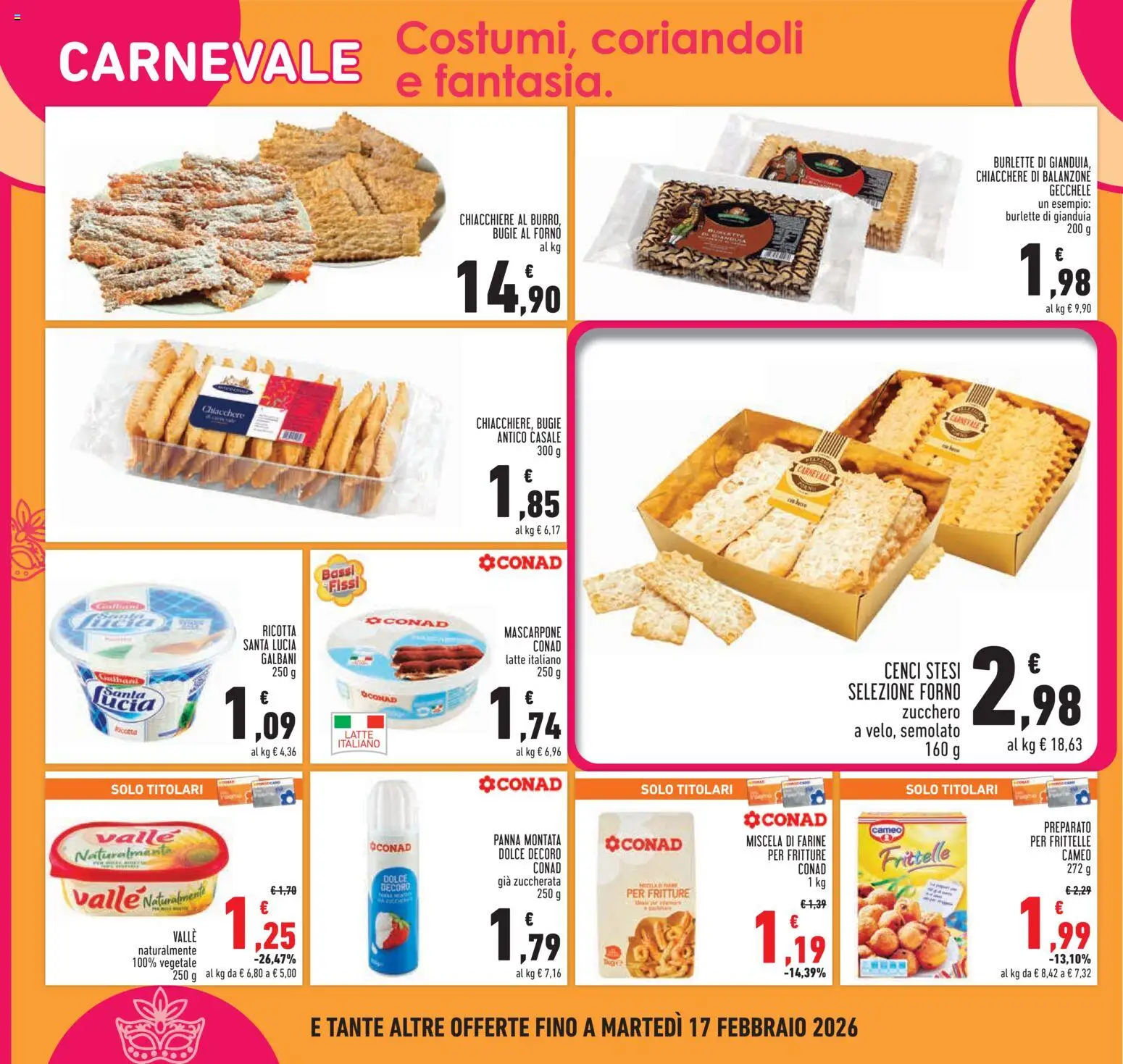 Volantino Conad del 29.01.2026 | Pagina: 14 | Prodotti: Zucchero, Latte, Ricotta, Mascarpone