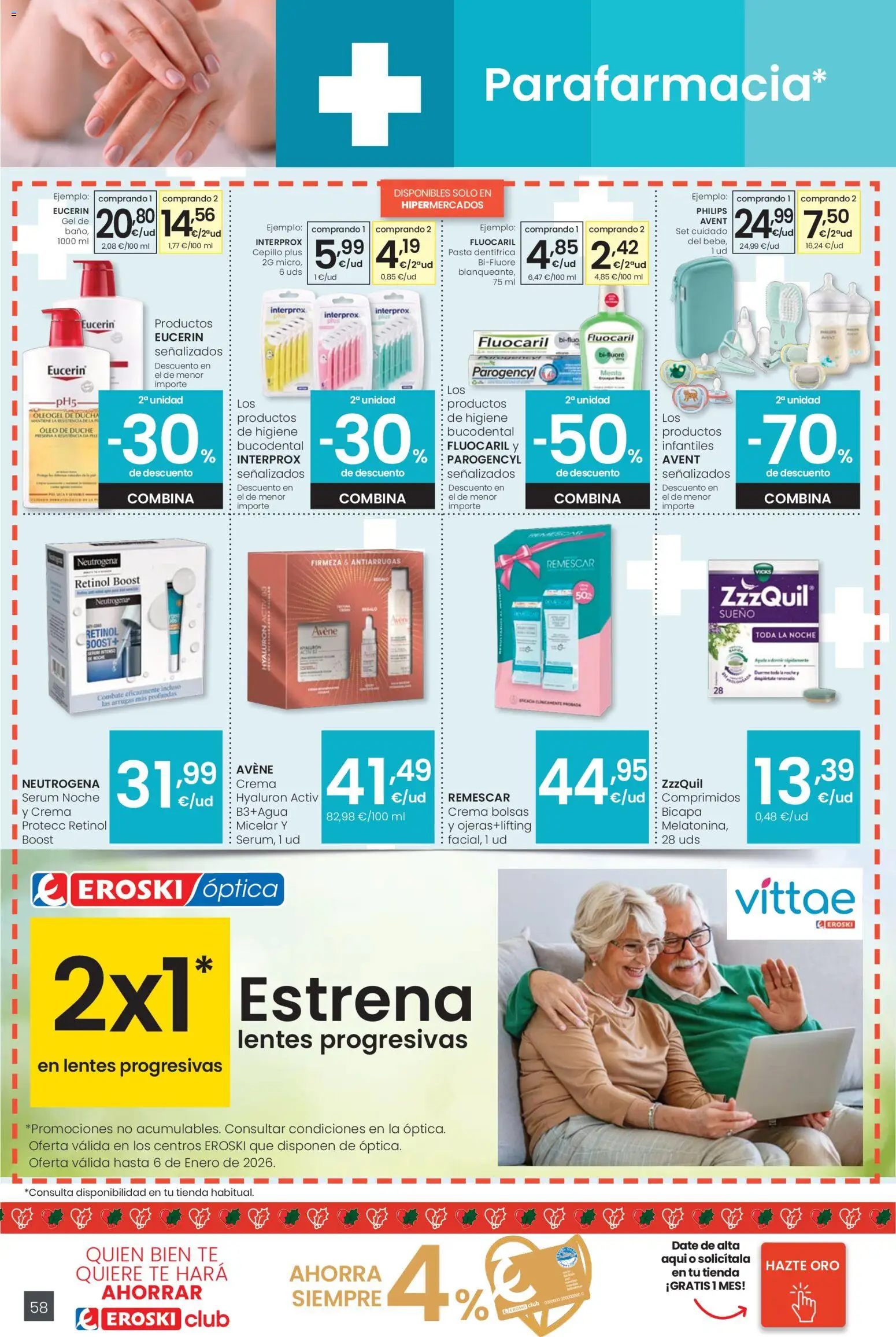 Eroski - Navidad │ válido desde el 18.12.2025 | Página: 58 | Productos: Sérum, Pasta, Té, Ducha