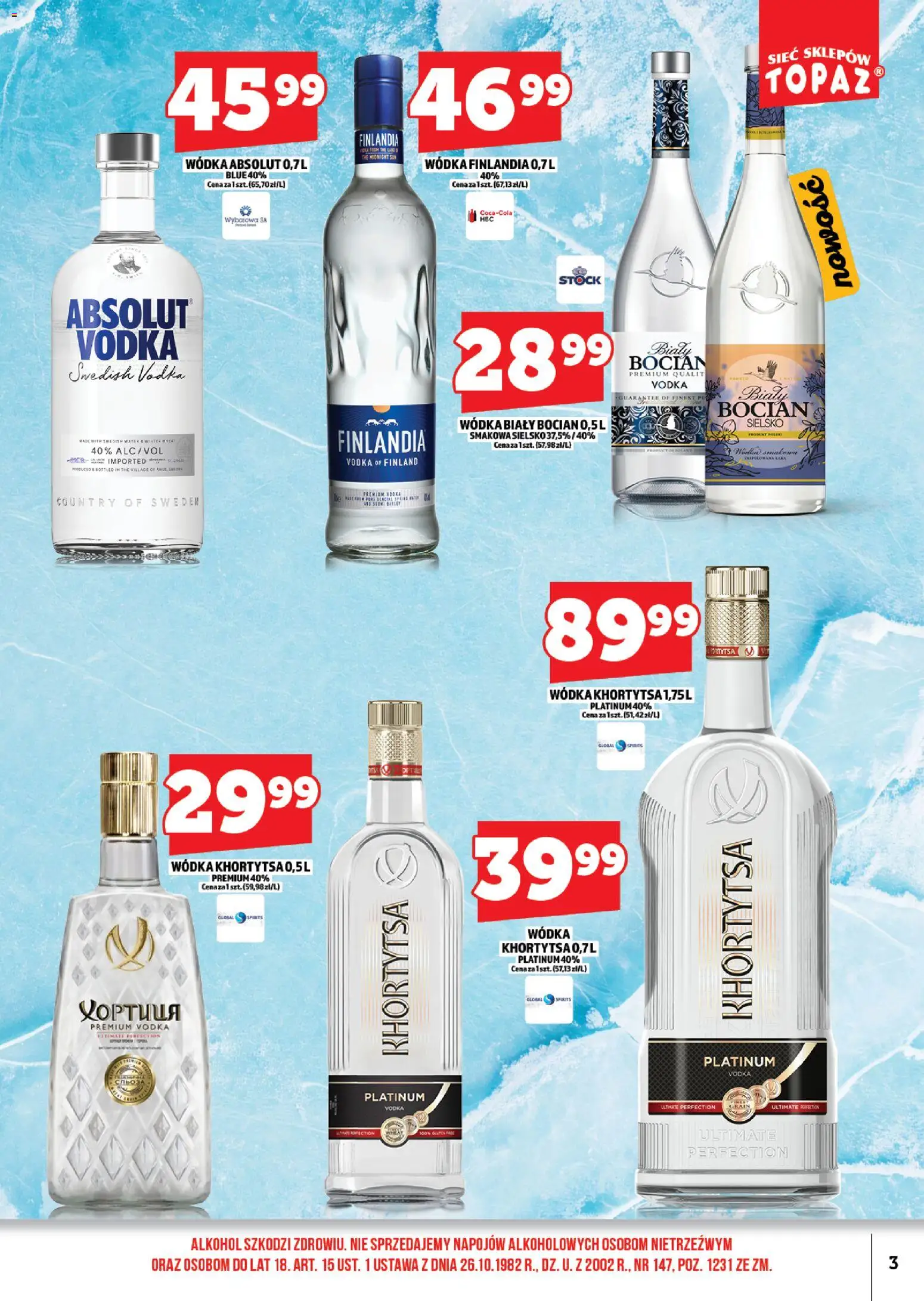 Topaz Gazetka alkoholowa od 01.12.2025 | Strona: 3 | Produkty: Wódka finlandia, Vodka, Alkohol, Wódka