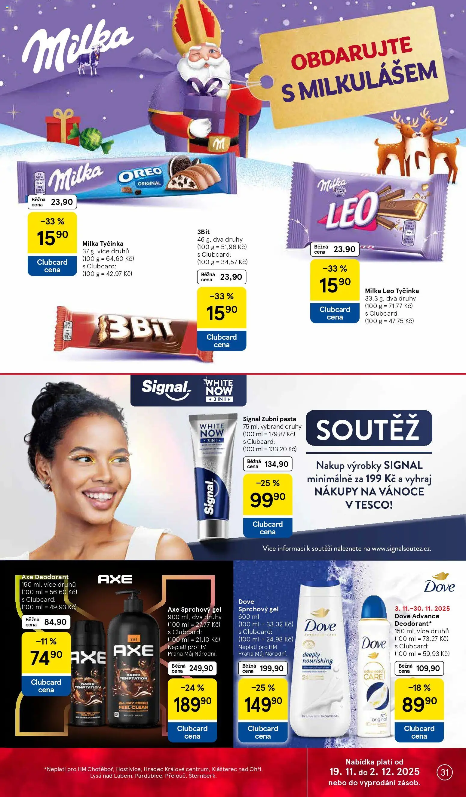 Tesco Black Friday od 19.11.2025 | Strana: 31 | Produkty: Sprchový gel, Deodorant, Milka, Dove