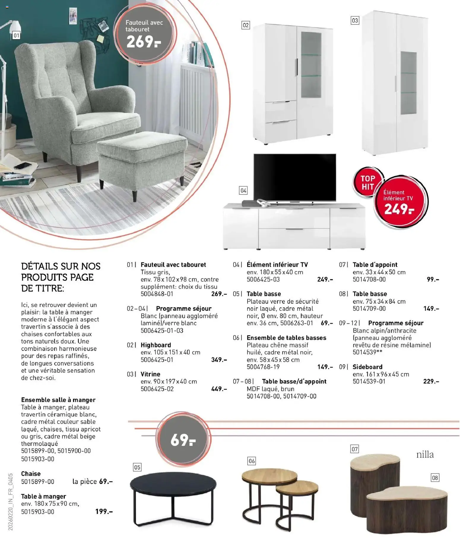 {H1} | Page: 4 | Produits: Plateau, Table basse, Table, Combinaison