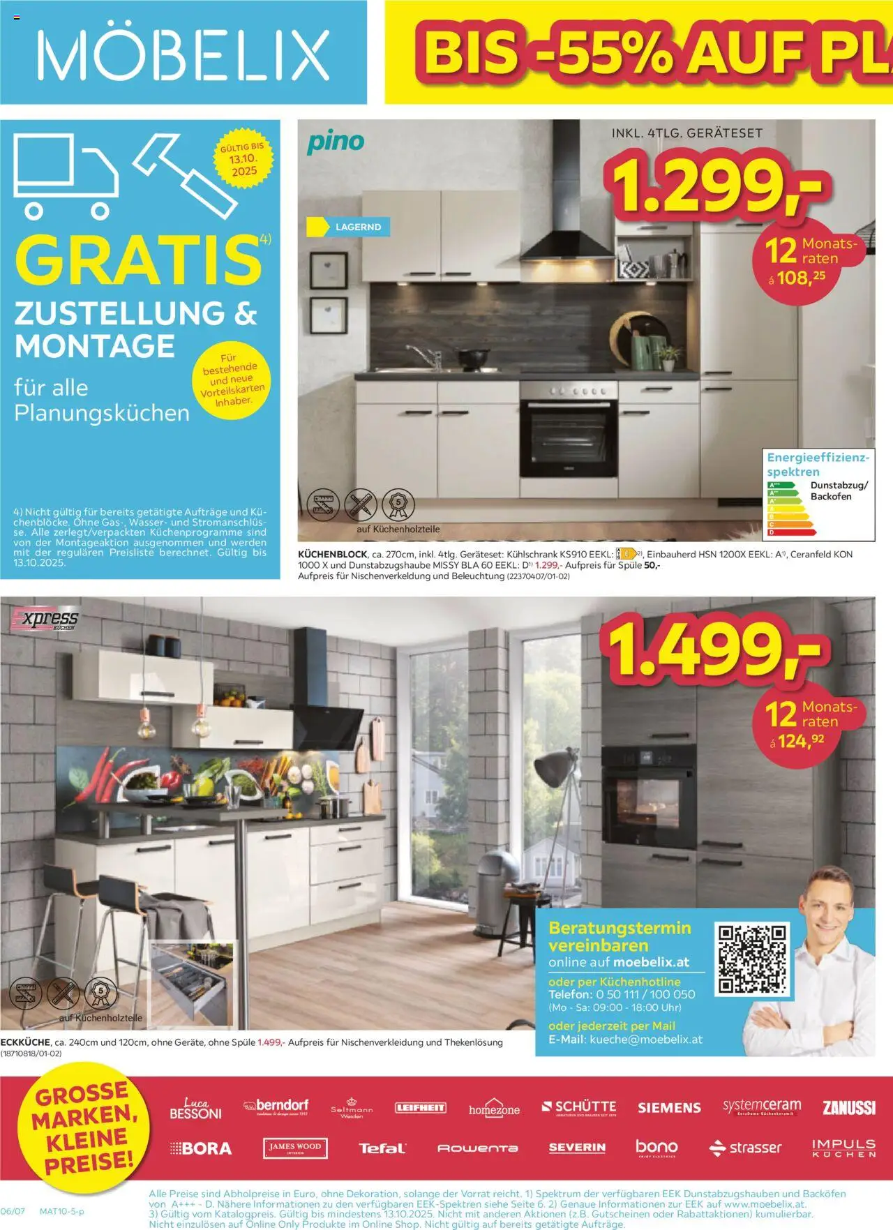 Möbelix Angebote gültig ab 07.10.2025 | Seite: 6 | Produkte: Wasser, Telefon, Uhr, Kühlschrank