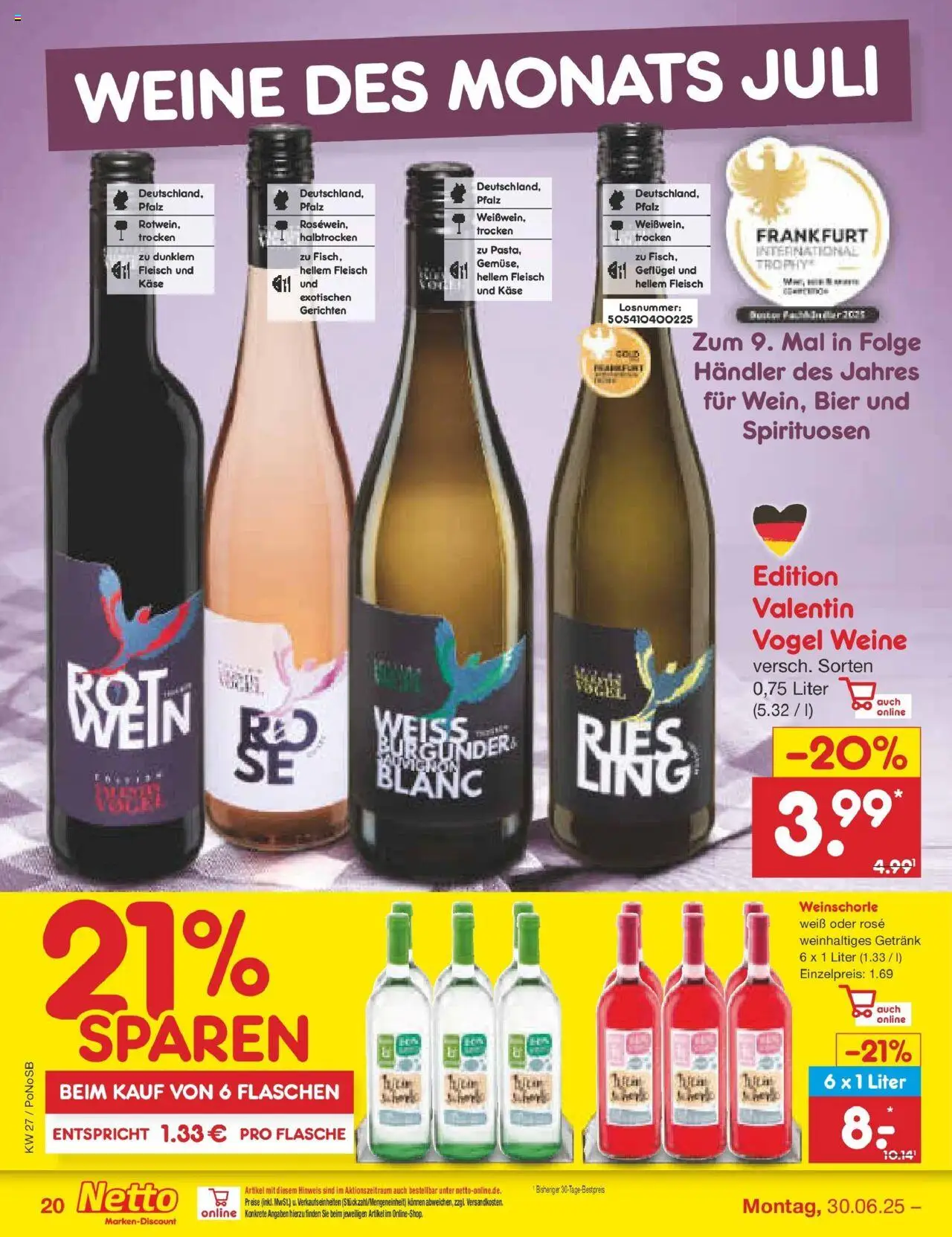 Netto Marken-Discount prospekt Amberg	 - gültig ab dem 29.06.2025 | Seite: 24 | Produkte: Käse, Weißwein, Rosewein, Fleisch