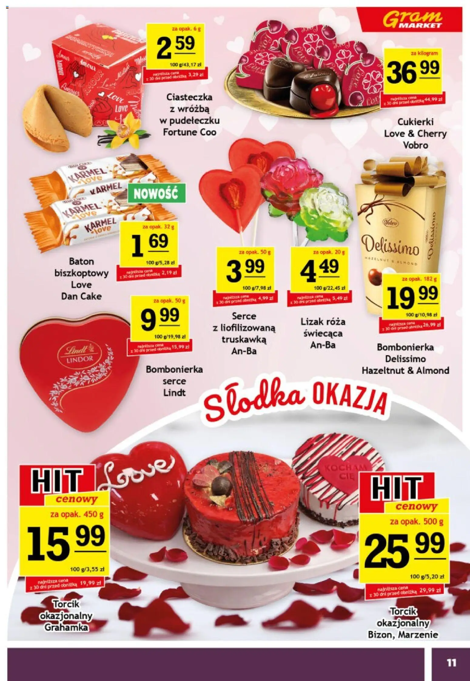 Gram Market Gazetka od 11.02.2026 | Strona: 11 | Produkty: Bombonierka, Baton, Cukierki, Ciasteczka