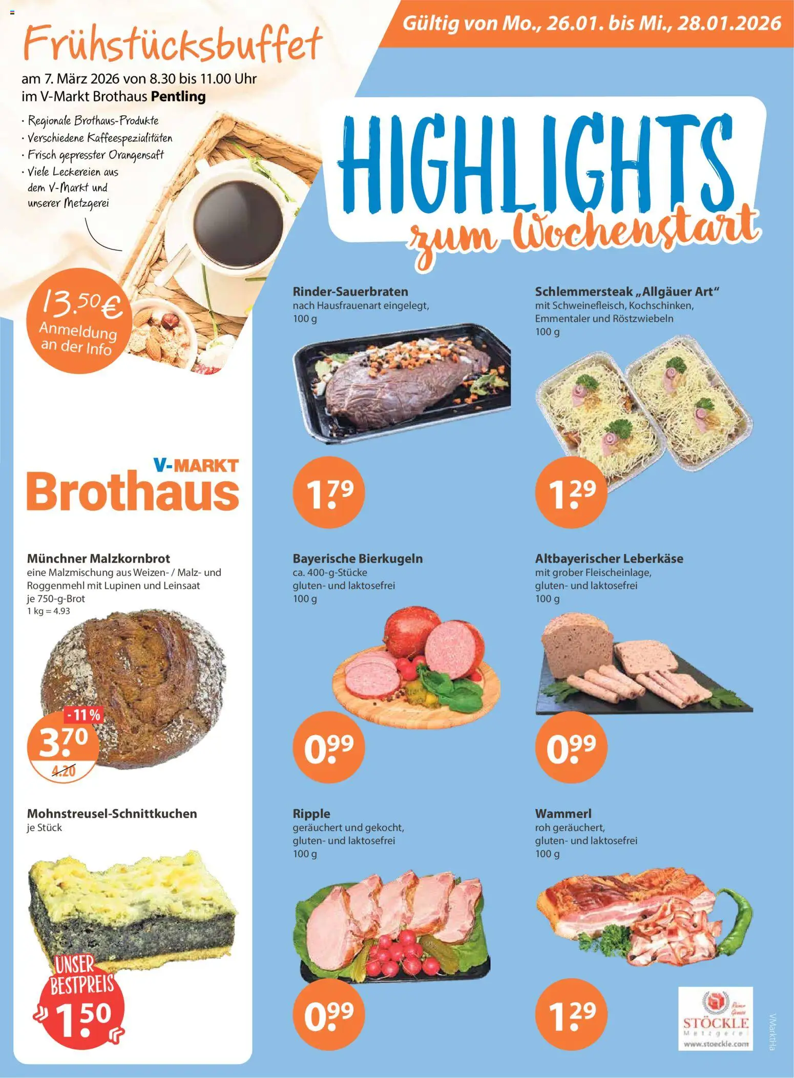 V-Markt - Hallertau / Oberpfalz – gültig ab 22.01.2026 | Seite: 18 | Produkte: Orangensaft, Uhr, Leberkase