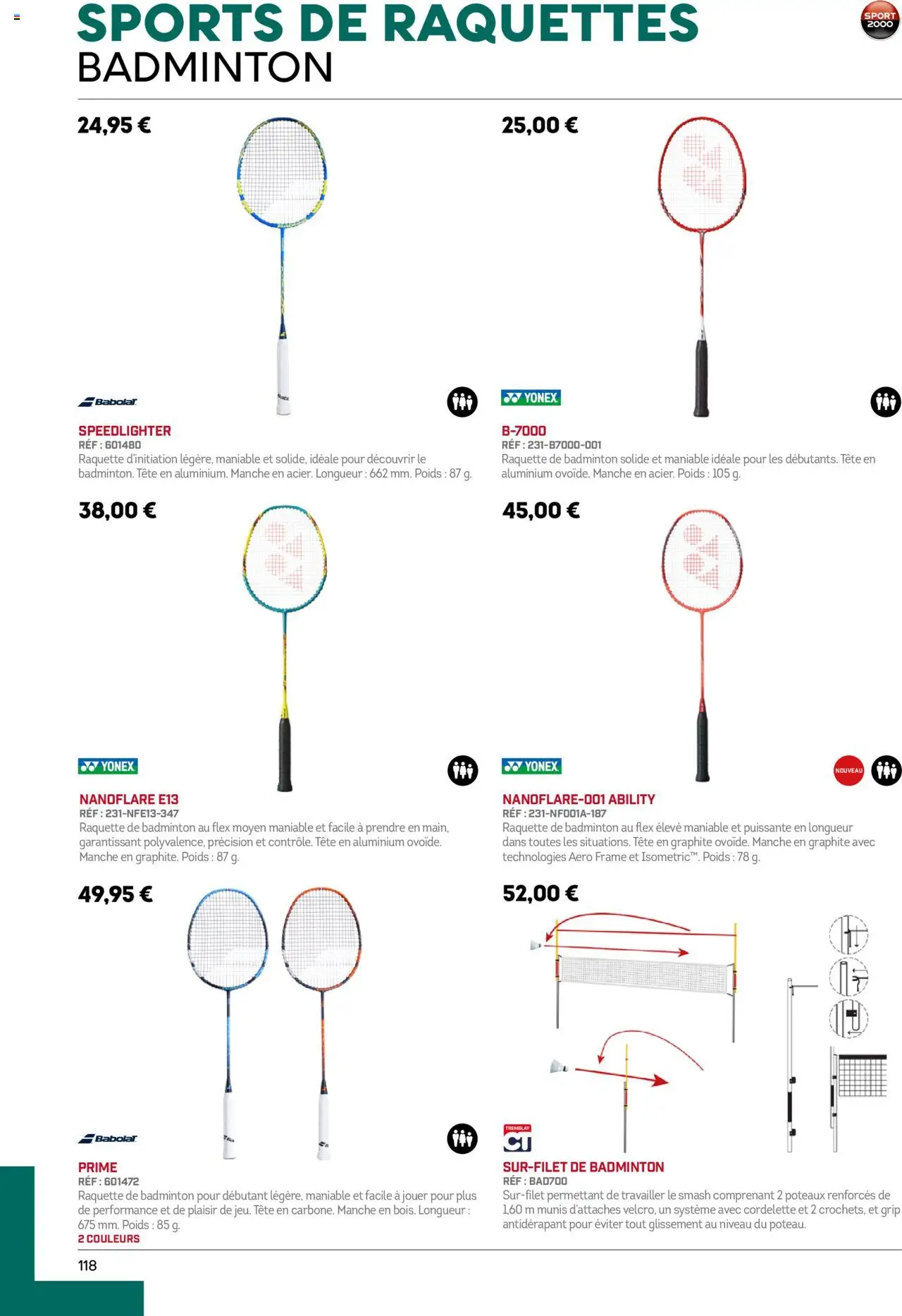 {H1} | Page: 118 | Produits: Poids, Raquette de badminton