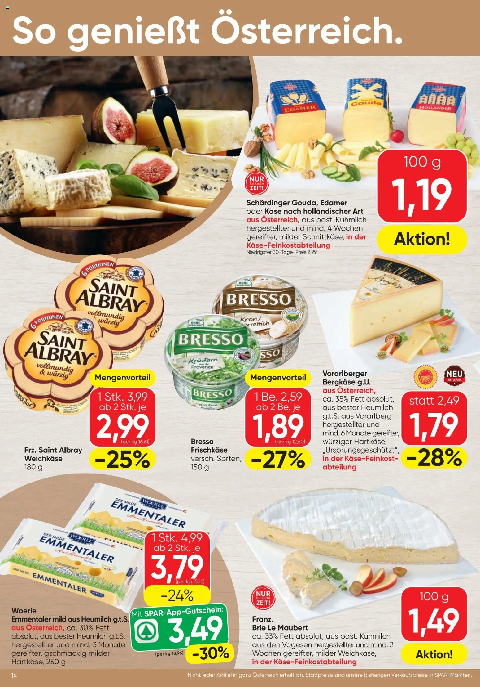 Spar Flugblatt gültig ab 12.02.2026 | Seite: 14 | Produkte: Käse